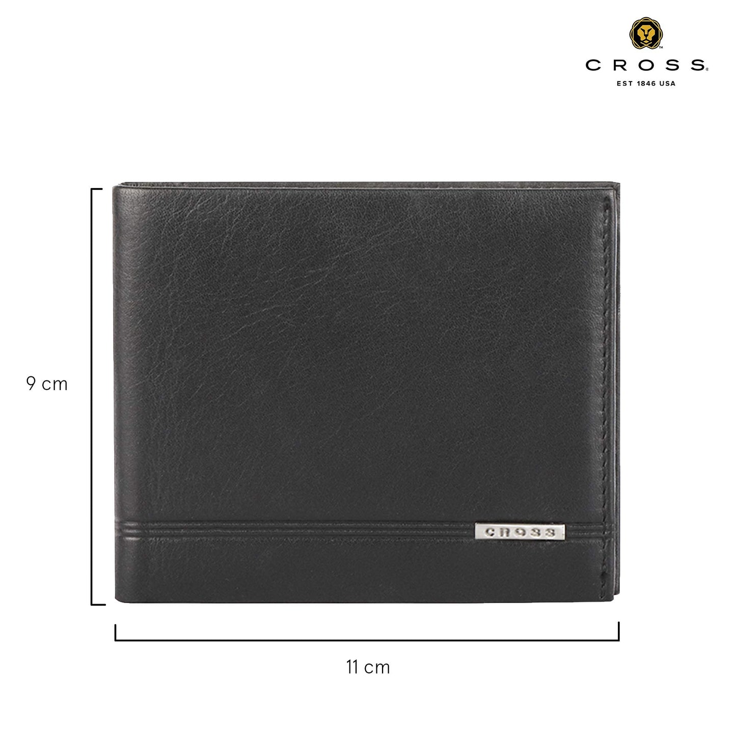 Cross Classic Century Branded Compact Wallets for Men Leather with Easy Compartment for Card - Black