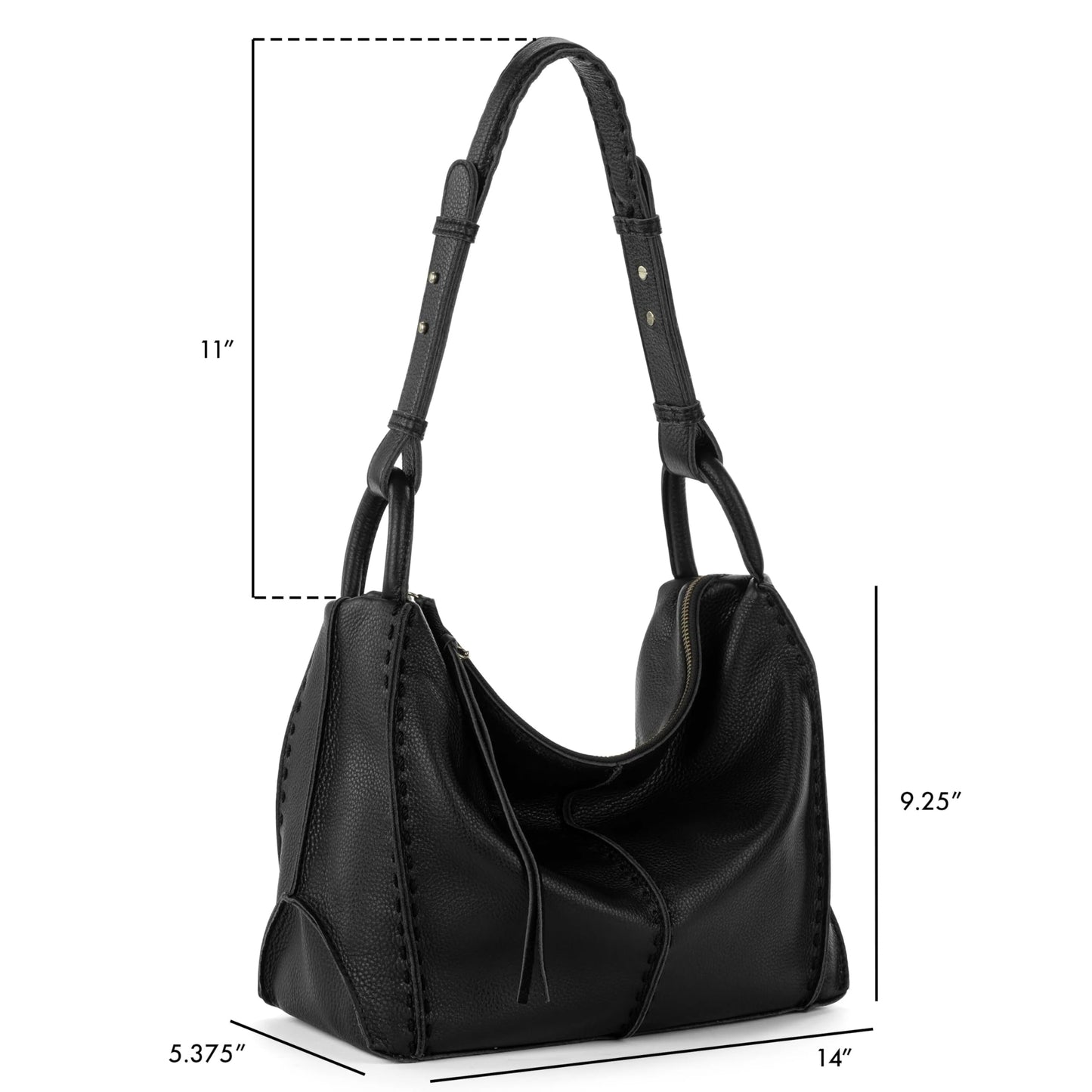The Sak Los Feliz Hobo in Leather, Lined, Roomy Shoulder Purse, Black, Black, Medium, Black, M, Los Feliz Hobo