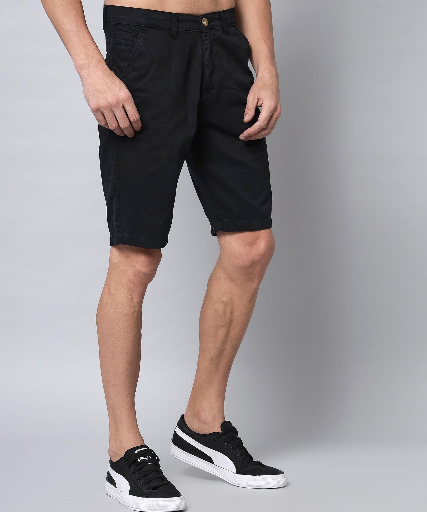 STUDIO NEXX Men's Cotton Chino Shorts - UBER5_Black_32
