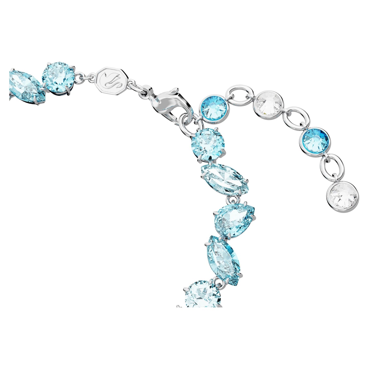Swarovski Gema bracelet, Mixed cuts, Blue, Rhodium plated