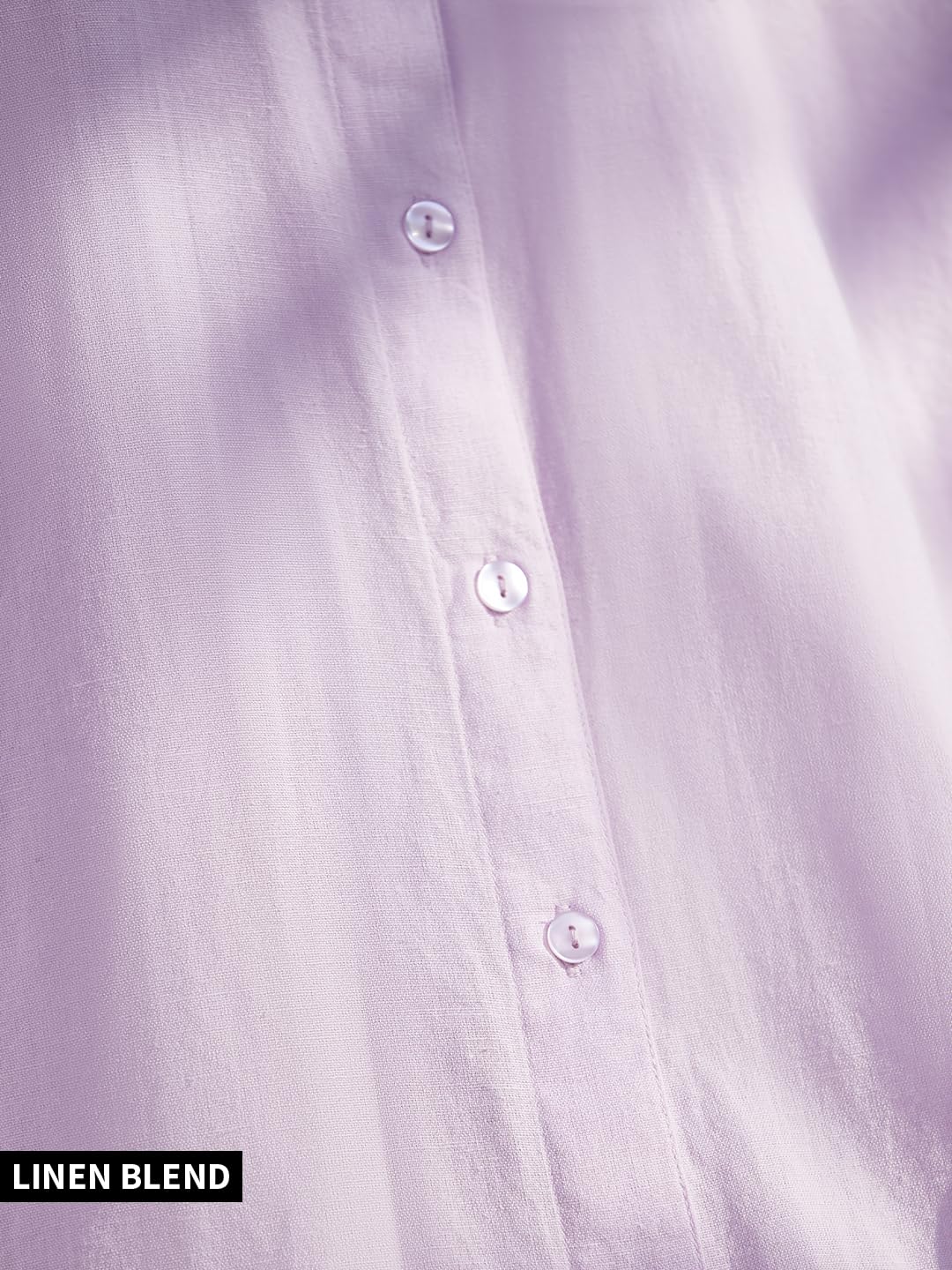 The Souled Store Solids: Lavender Women and Girls Loose fit Full Sleeve Cotton and Linen Lavender Color Women Boyfriend Shirts