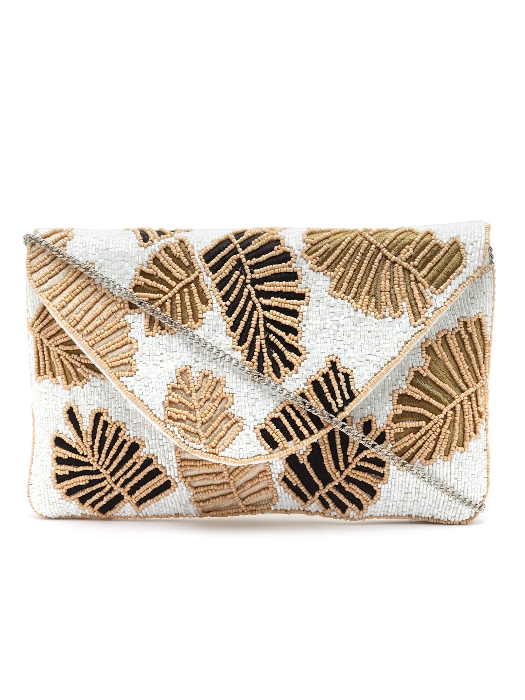 Anekaant Boho Off White & Multi Botanical Embellished Cotton Canvas Sling Bag