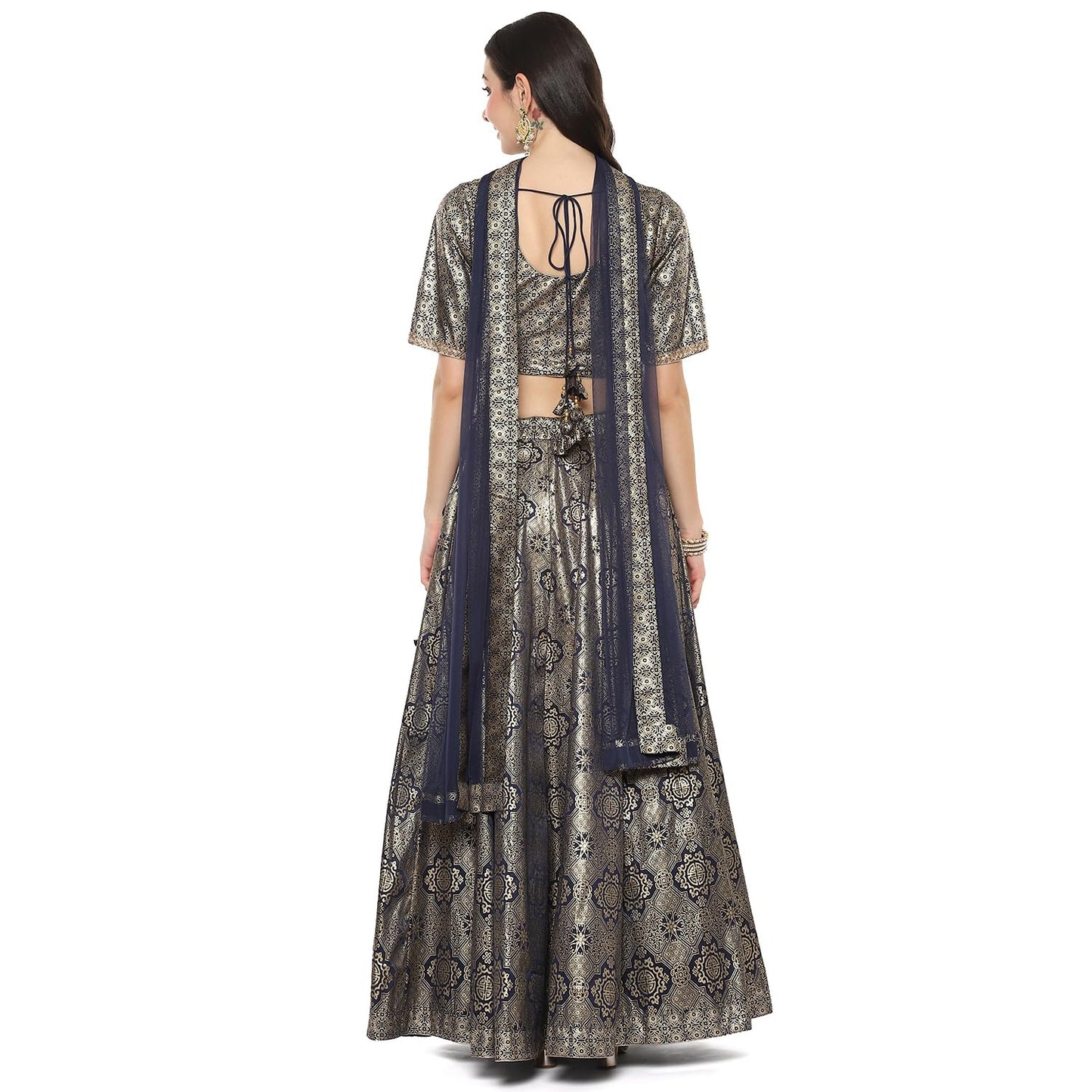 BIBA Women Navy Blue Polyester Lehenga Set(SKDASSORTED8935_L_NVYBLU) (SKDASRTD8935SKDNavy