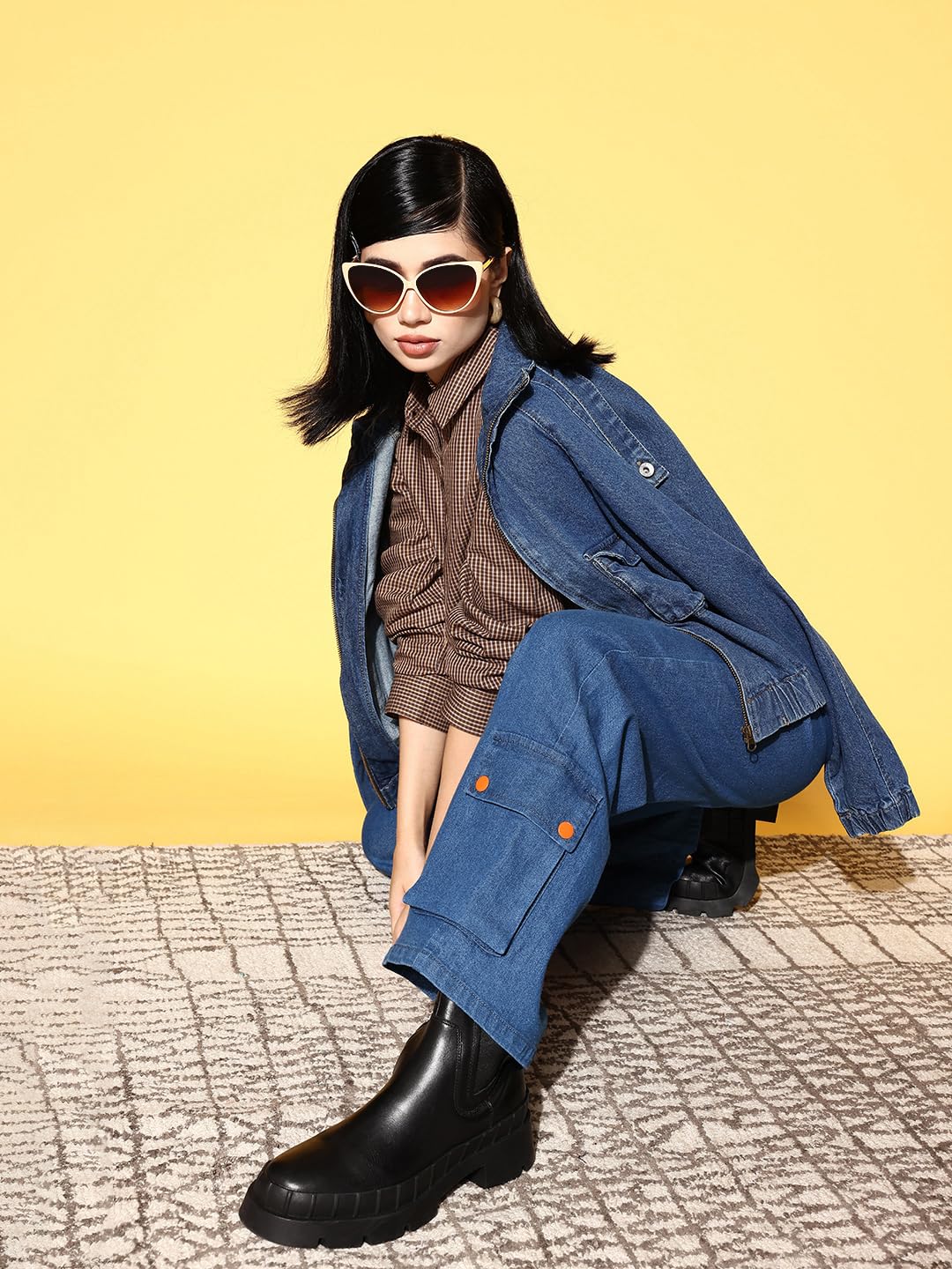 SASSAFRAS Blue Hem Pocket Stretch Straight Jeans