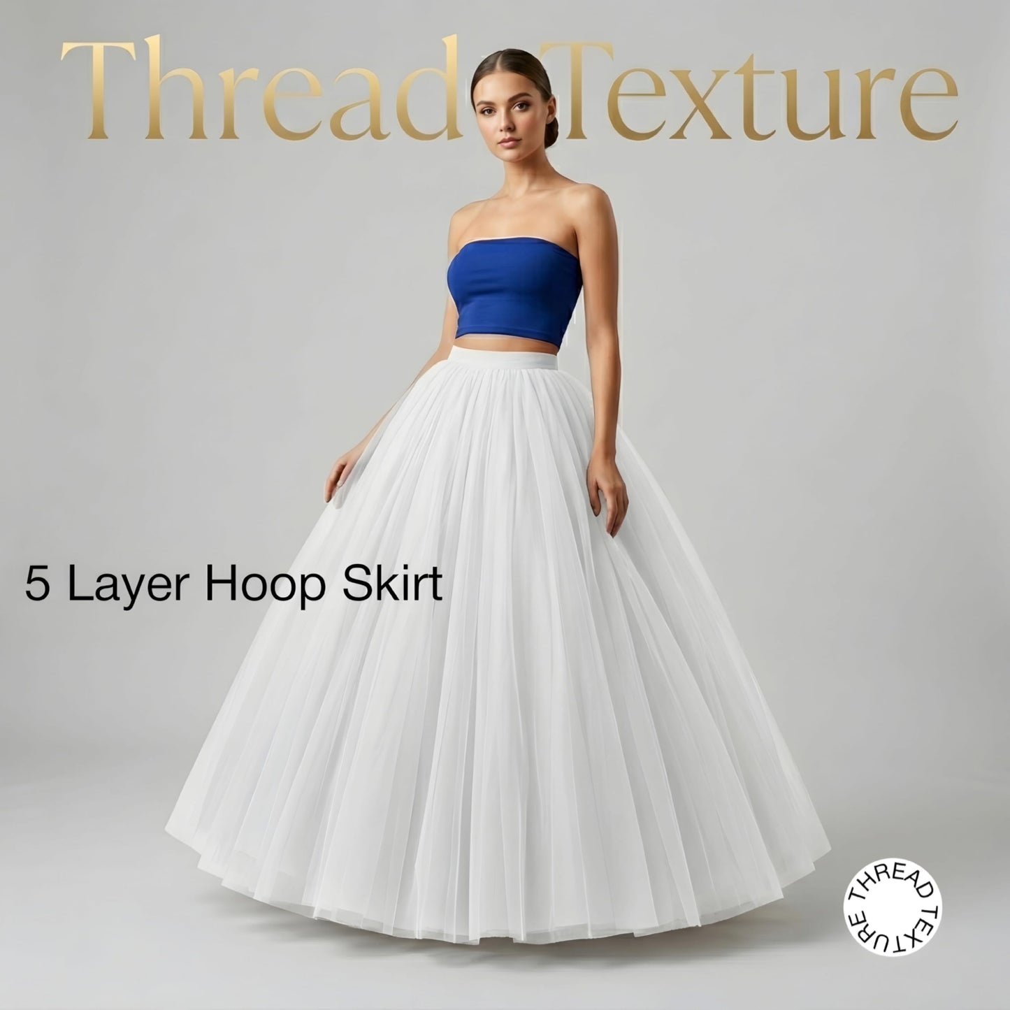 ThreadTexture Women's Elegant One Shoulder Puff Sleeve Pearl Embellished Bridal Wedding Gown (in, Alpha, S, Regular, Off White, Designer Shivay)
