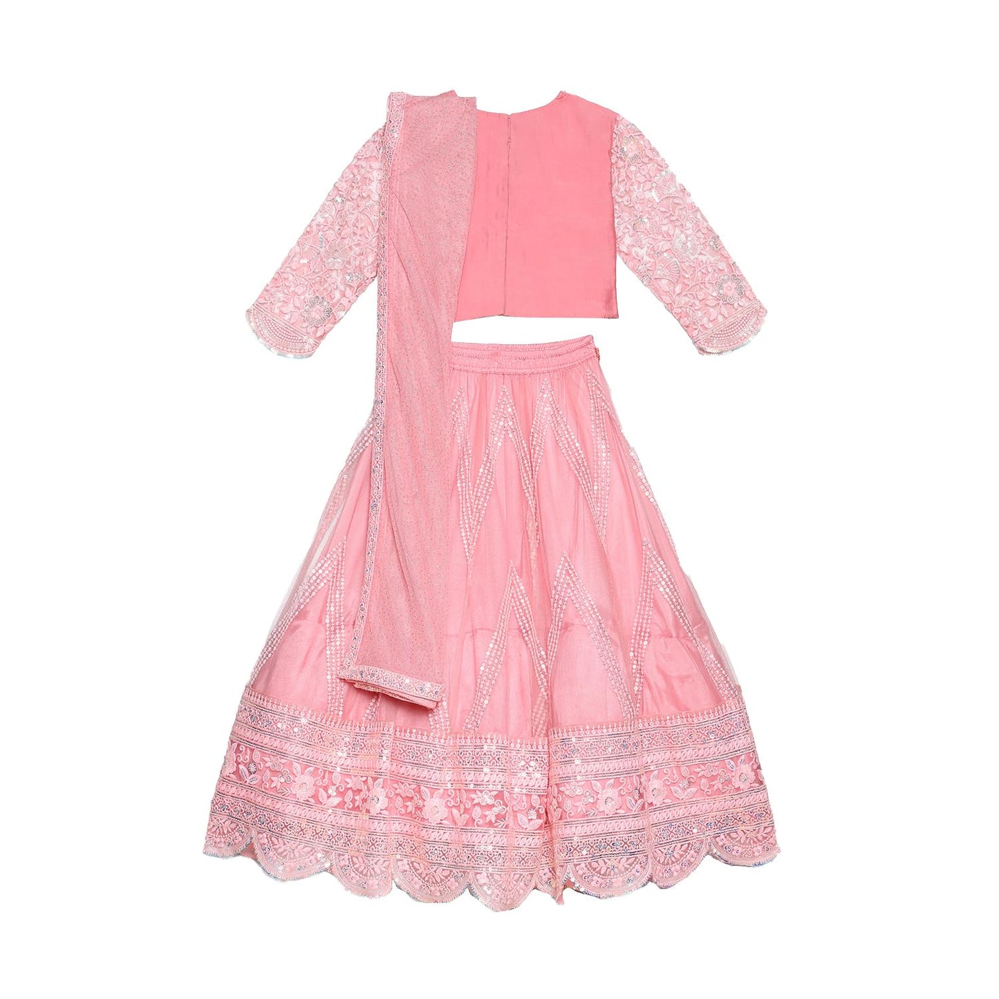 BIBA GIRL SOLID; EMBROIDRED SHORT_KURTA KID(KW5369_PINK_13)