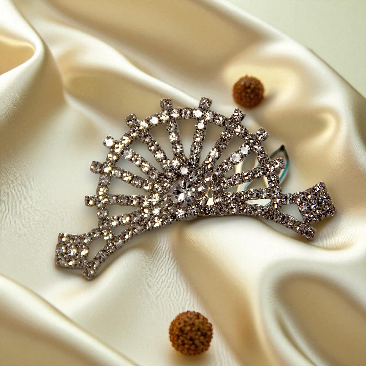 ACCESSHER Silver Plated Crystal Tiara for Girls & Women | Bridal Crown for Wedding, Birthday, Prom and Special Ocassion | Princess Look Headband | Tiara For Women & Girls (Design 7)