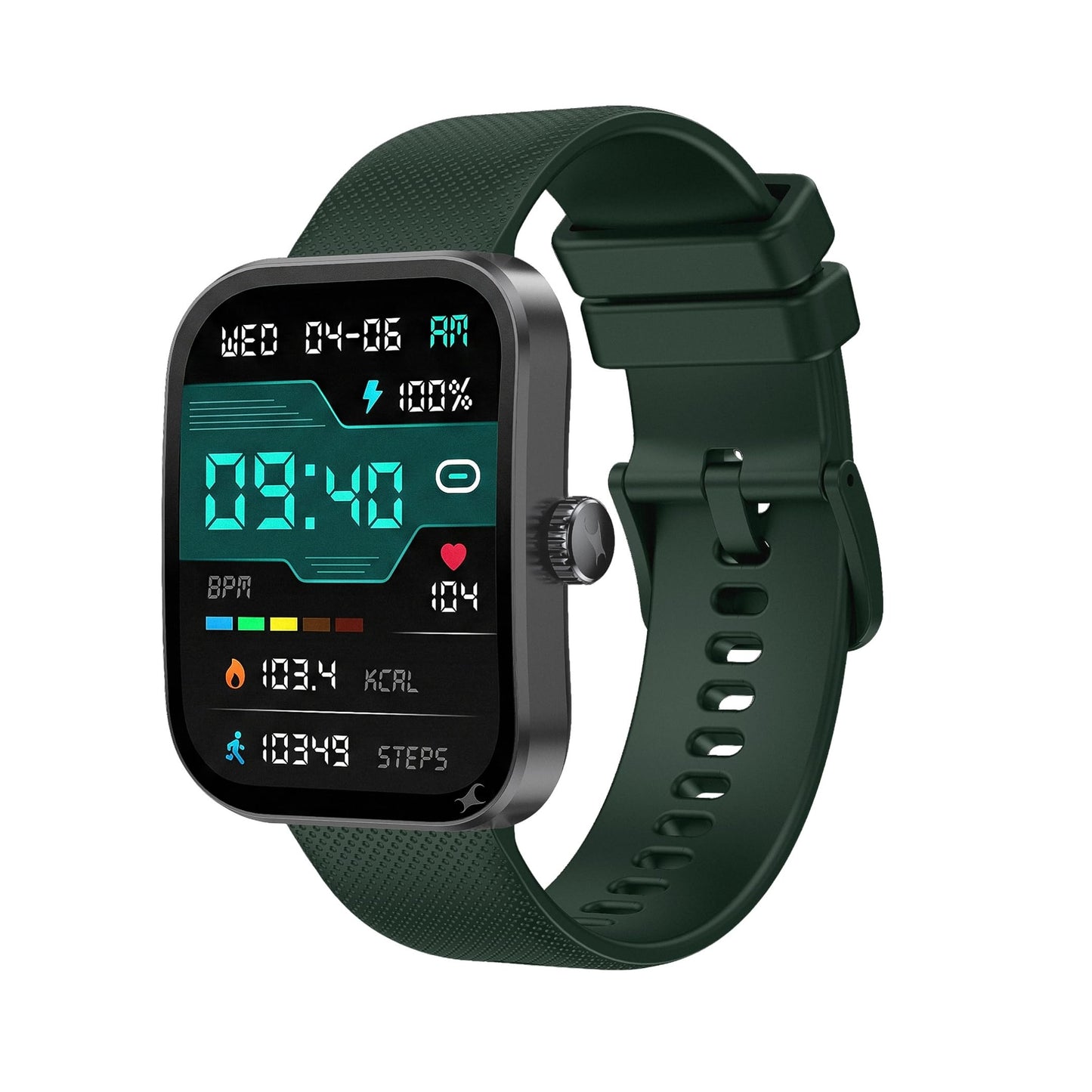 Fastrack Revoltt FS3 Smart Watch with 2.01” TFT Display,Push Button Interactions, HRM, SpO2, Sleep, Multiple Menu Style, Rotary Crown, IP68, BT calling, 24/7 Health Suite, Alarm, Stopwatch- Dark Green