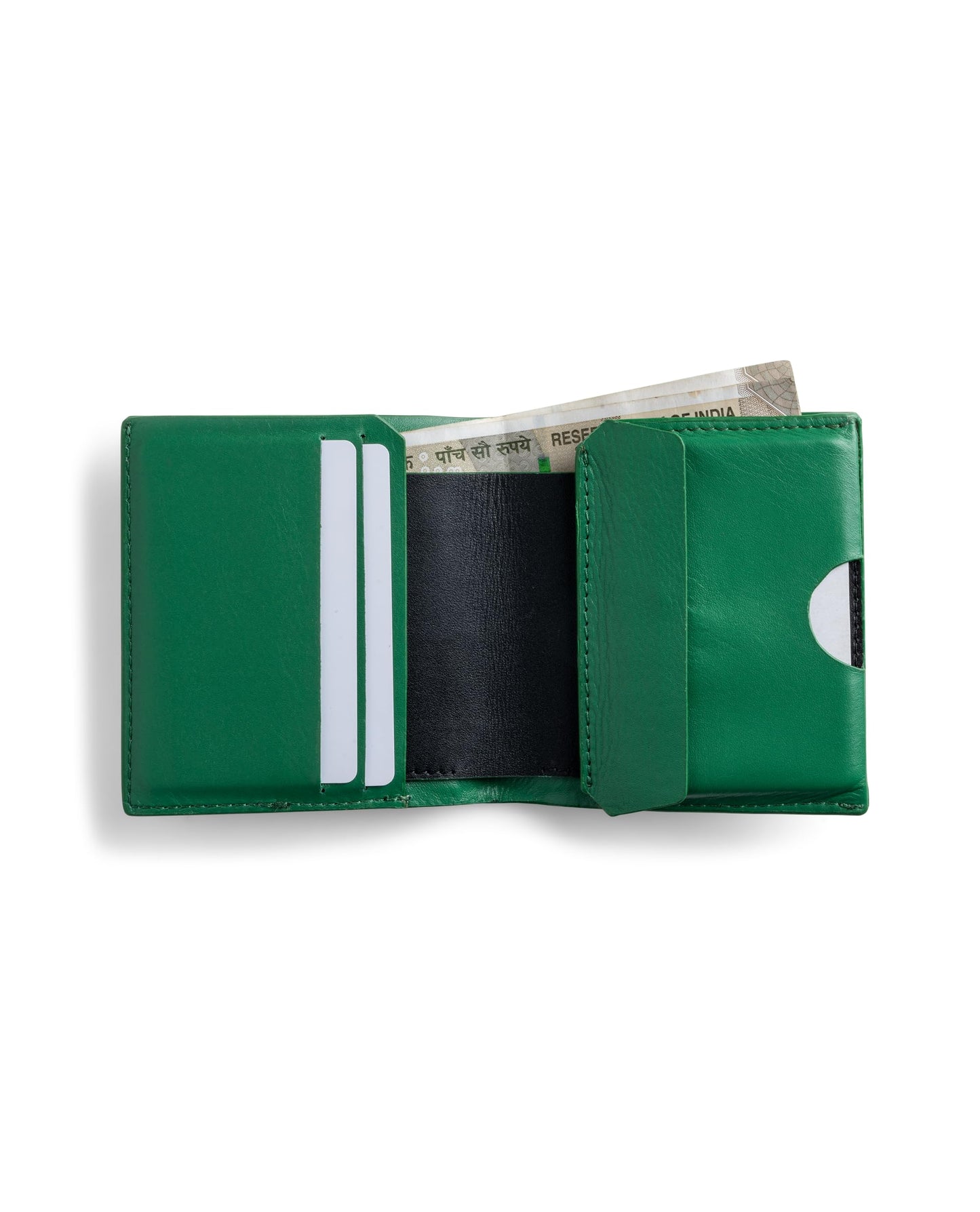 DailyObjects Green Even Bi-Fold Wallet | Men | Premium Design | Full-Grain Leather | Gents Wallet Branded | Handcrafted | Guys | Card Holder | Dedicated Sleeve | Flap Pocket