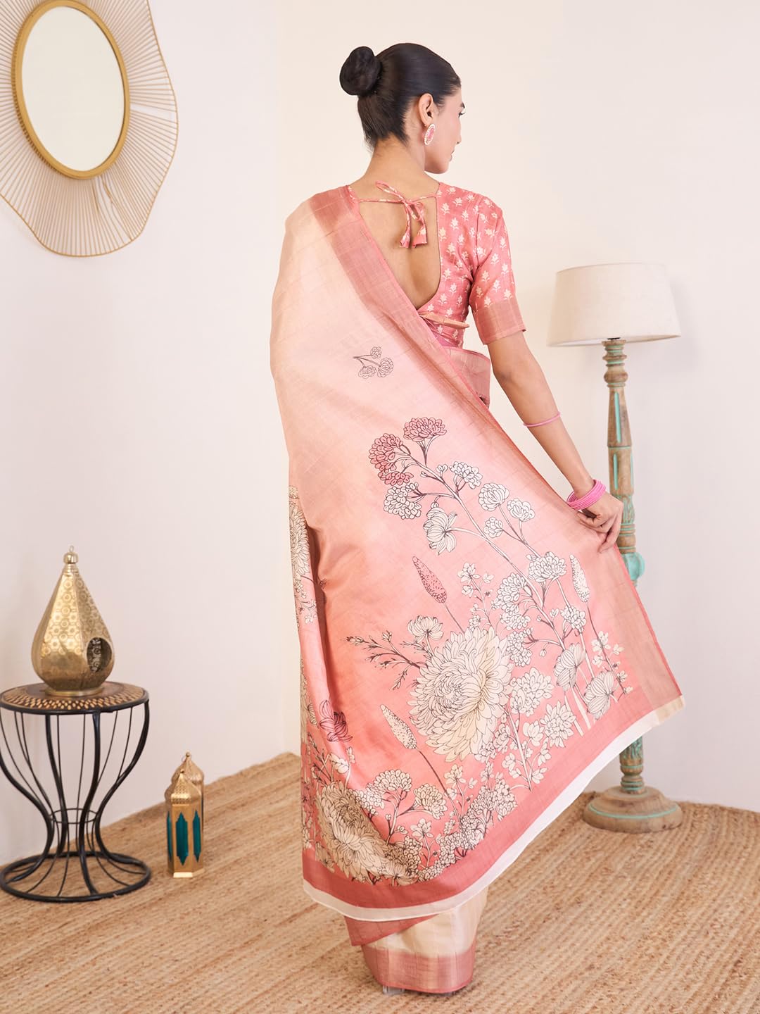 AKHILAM Women's Satin Silk Ethnic Motif Printed Saree With Unstitched Blouse Piece (ZARIKA201_HS_Parent)