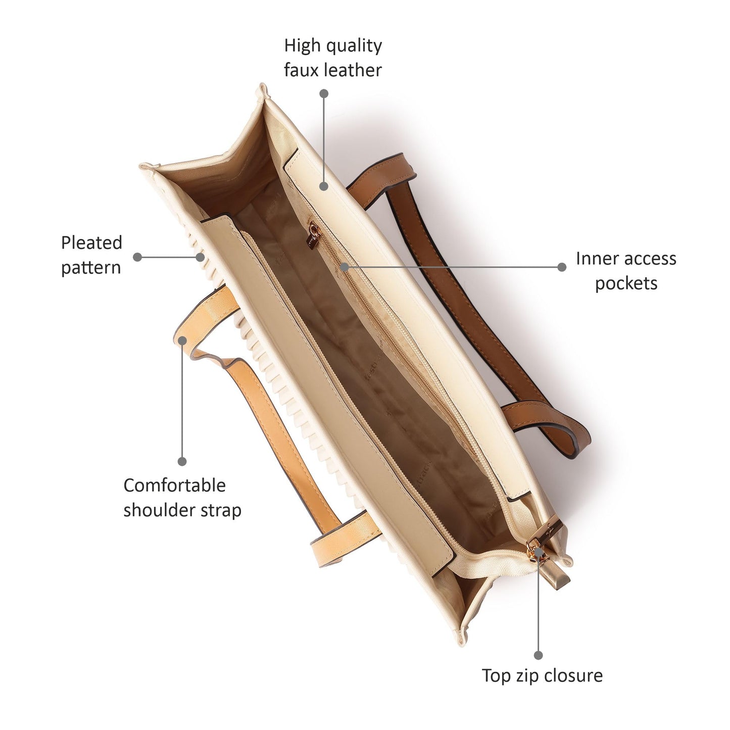 Fastrack Dorsa Tote Bag with Long Shoulder Straps and Top Zip Closure | Fits Upto 13" Laptop Bags | Stylish Vertical Stripe Tote for Everyday Use