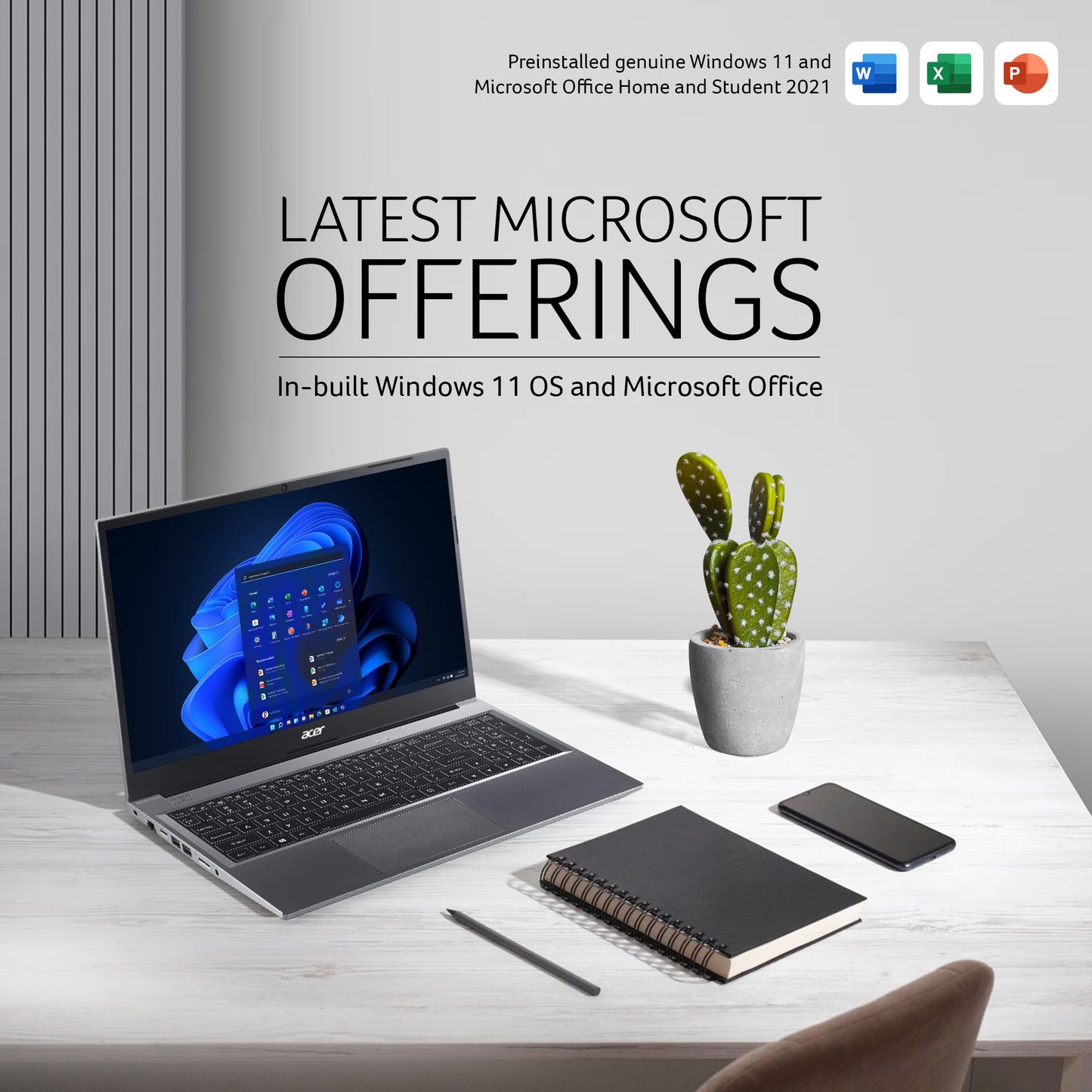 Acer Aspire Lite, AMD Ryzen 5 7430U Processor, 16 GB RAM, 512 GB SSD, Full HD, 15.6"/39.62 cm, Windows 11 Home,MSO, Steel Gray, 1.59 kg, AL15-41, Thin and Light Laptop