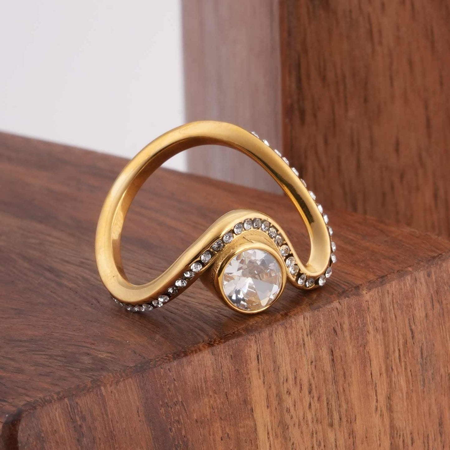 PALMONAS Statement Crystal Ring for Womens (Size-7) - Gift for Girls & Women, Women's Jewellery | Waterproof & Anti Tarnish Rings