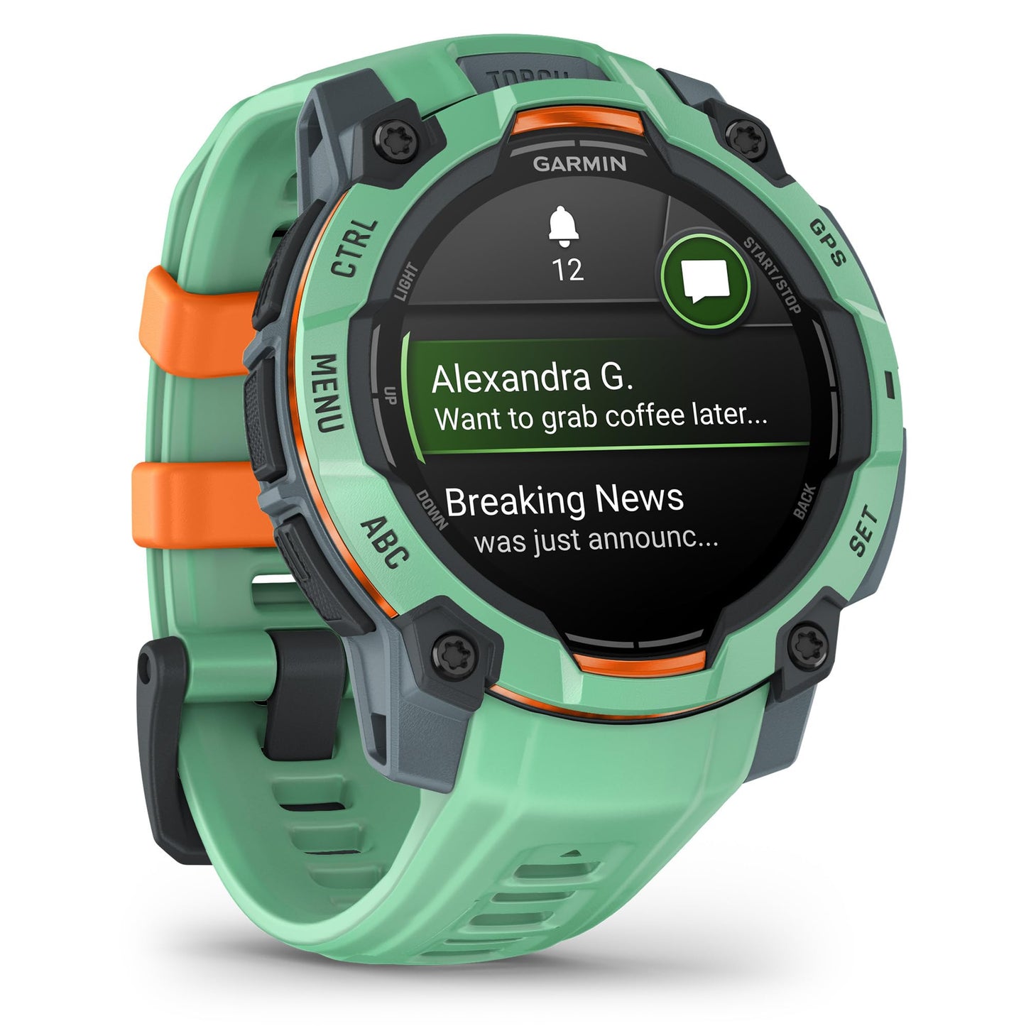 Garmin Instinct® 3 45mm, AMOLED Display, Rugged Outdoor GPS Smartwatch, Metal-Reinforced Bezel, Built-in Flashlight, Up to 18 Days of Battery Life, Neo Tropic