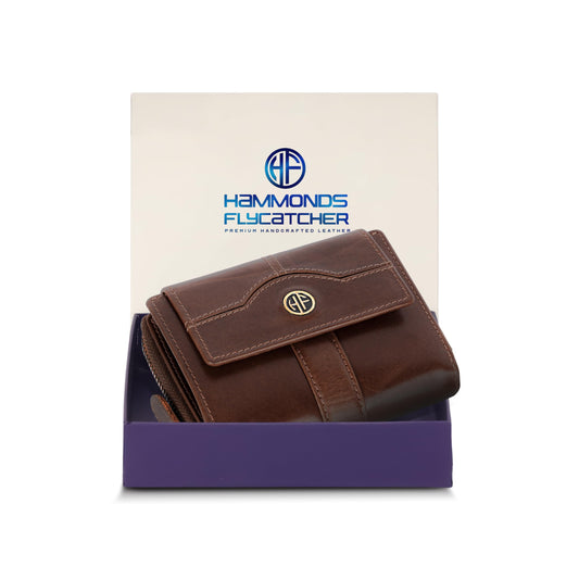 HAMMONDS FLYCATCHER Leather Ladies Wallet for Woman with 14 Card Slots - Clutch Purse for Women, Ladies Wallet for Women Stylish, Ladies Purse for Women Wallet, Gift for Womens - Blazing Brown