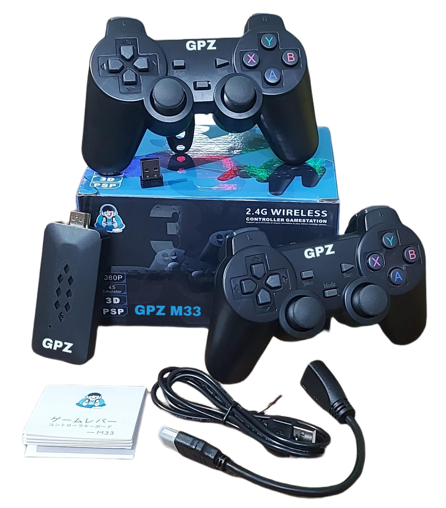 GPZ) Pro GameStick M33OG 37100+ Built-in Games Retro Classic 2D 3D HD | 2 WIRELESS GAMEPAD | PLUG & PLAY VIDEO GAME 64GB