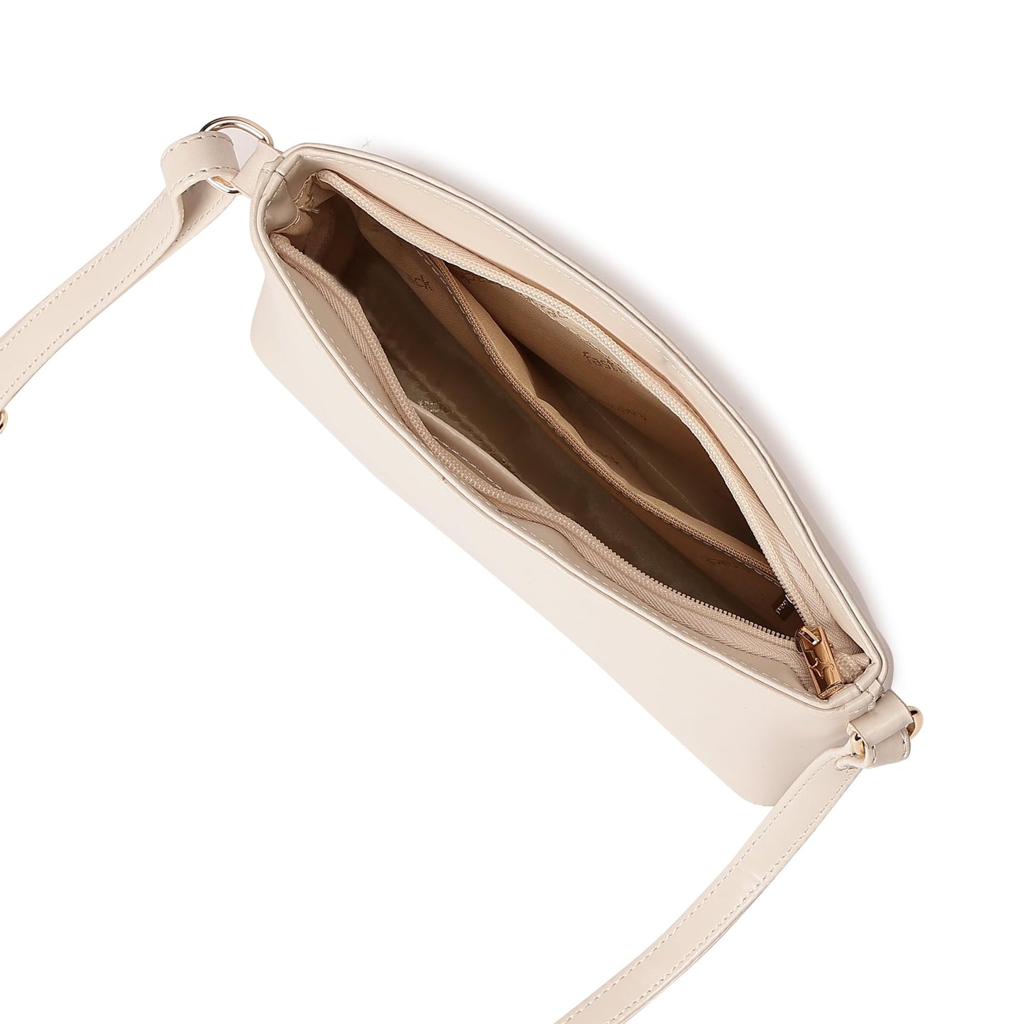 Fastrack Women and Girls Solid Casual Sling Bag, And With Adjustable Sling Strap, Beige