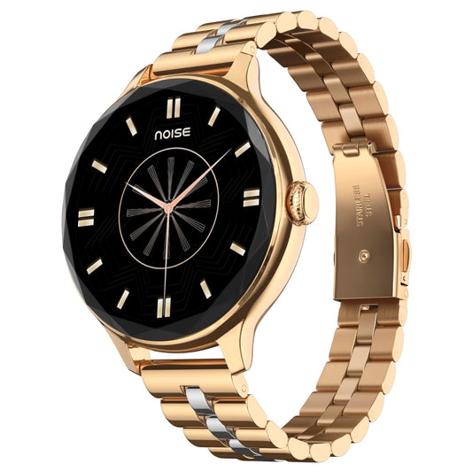 Noise Diva Smartwatch for Women with Diamond Cut Dial, Glossy Metallic Finish, AMOLED Display, New Metal Straps, 100+ Watch Faces, Female Cycle Tracker Smart Watch for Women (Metallic Rose Blend)
