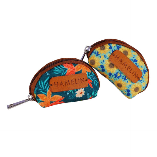 Hamelin Mini Travel Coin Pouch | Coin Purse | Small Pouch for Women | Earphone Pouch for Girls | Mini Pouches for Women | Coin Purse (Set of Two -Floral)| Ideal Gift for Woman