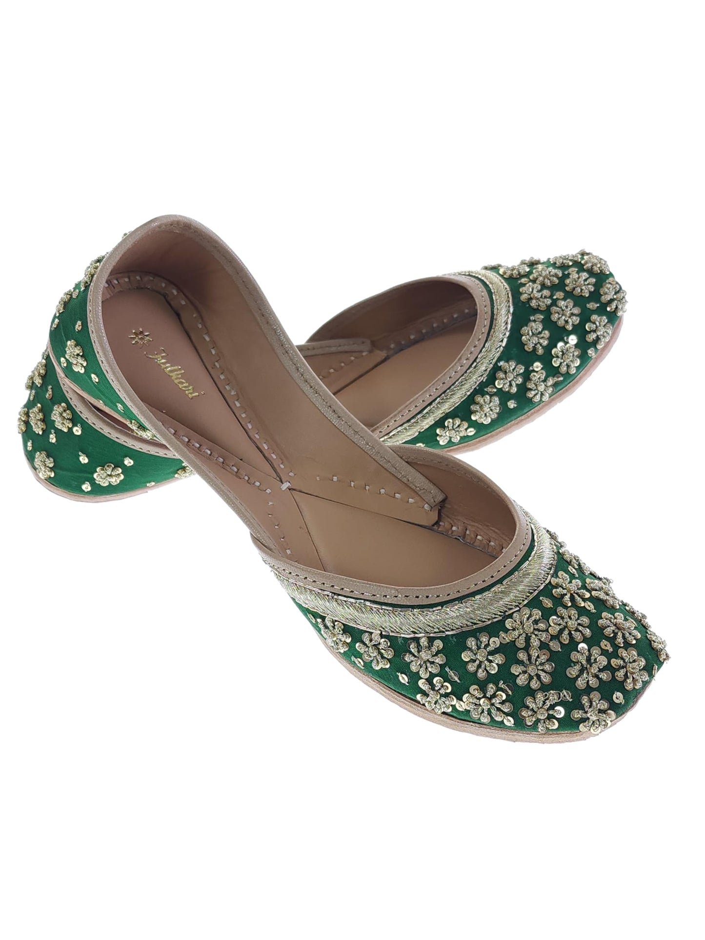 Fulkari Formal Shoes for Women – Elegant & Comfortable Office Wear, Stylish Leather Finish, Cushioned Insole, Ideal for Work, Business Meetings & Formal Events (Green Gold,Size-6)