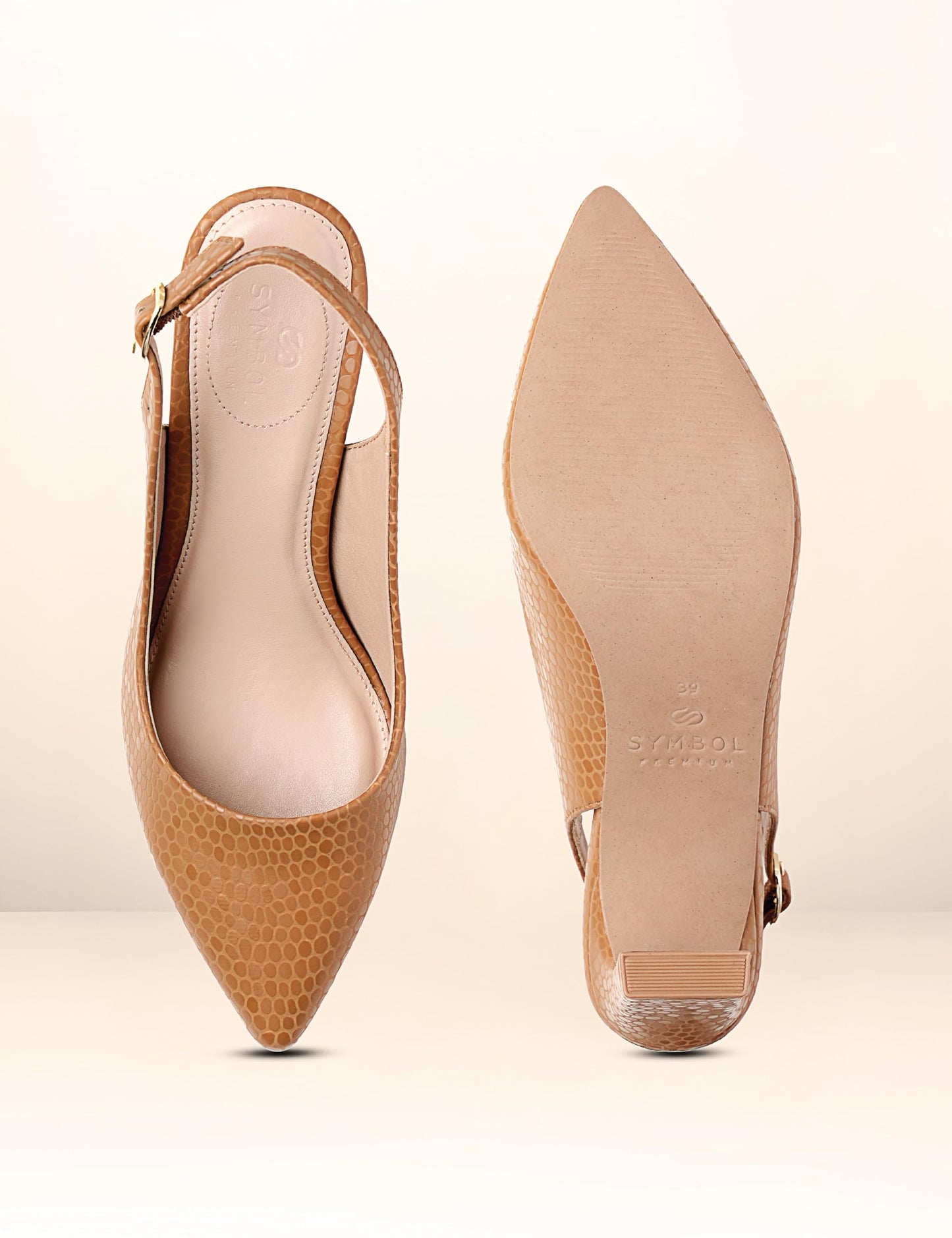 Symbol Premium Women's Slingback Tan Pumps_4 UK (AZ-SPW-FTW-PU04)
