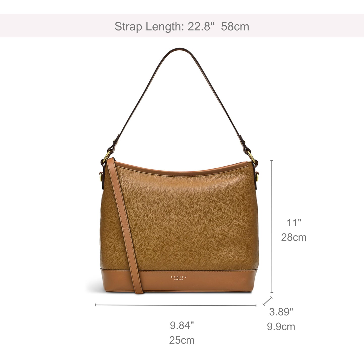 RADLEY London Babington Plain - Women's Leather Shoulder Bag - Medium Size Purse - Women's Shoulder Handbag, Caramel