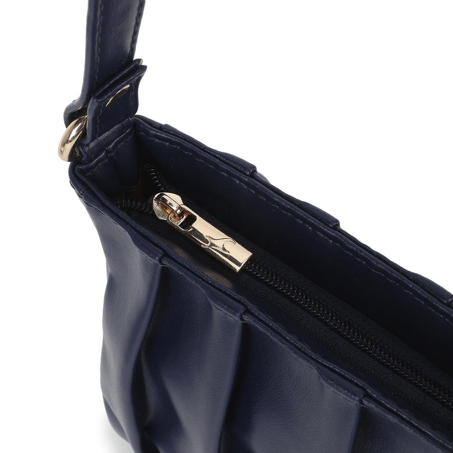 Fastrack Women's Pleated Shoulder Bag with Top Zip Closure | Inner Zip and Slip Pockets, Comfortable Shoulder Strap | Soft Textured Shoulder Bag | Trendy Women's Handbags