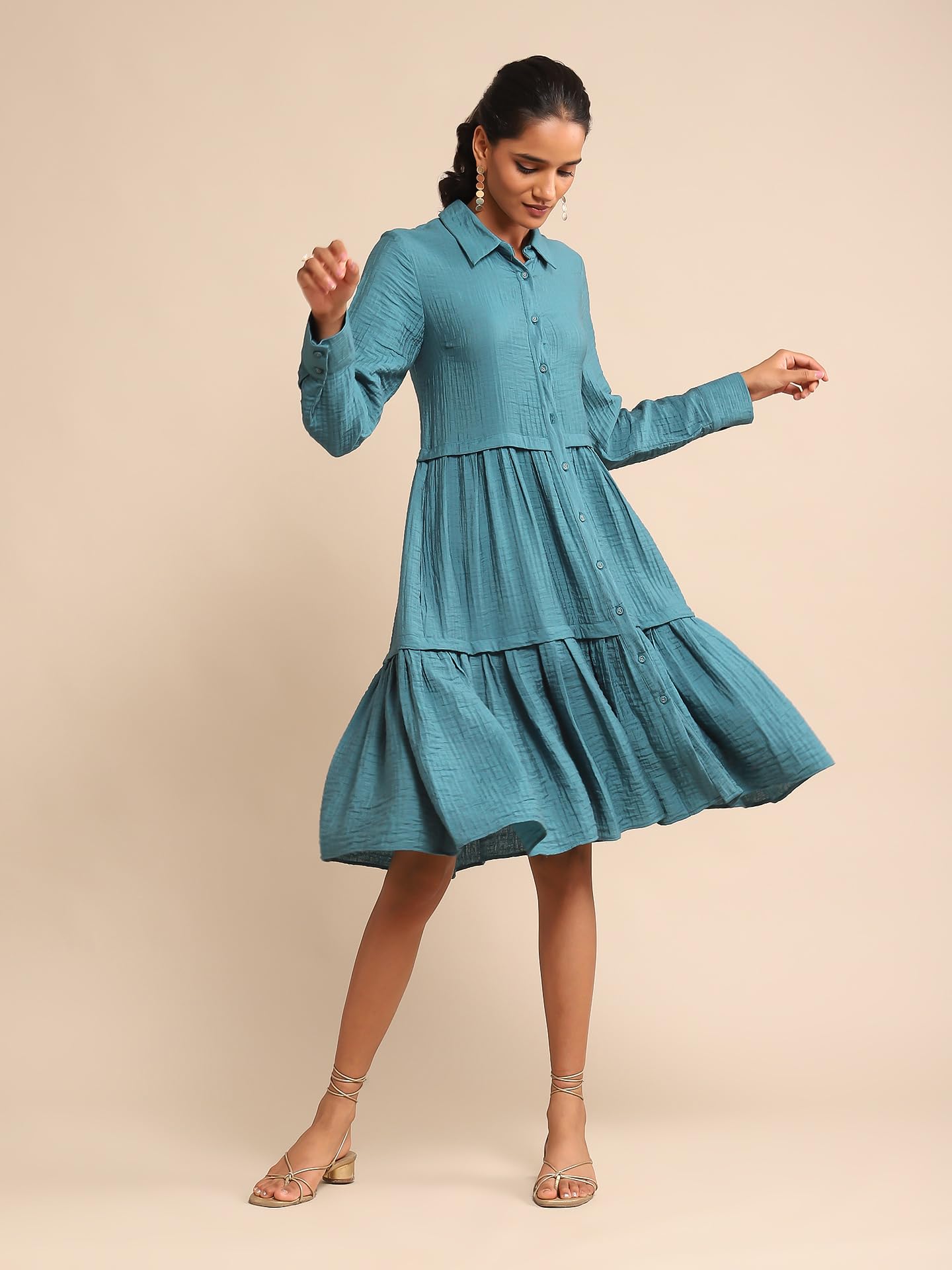 Ritu Kumar Teal Solid Dress