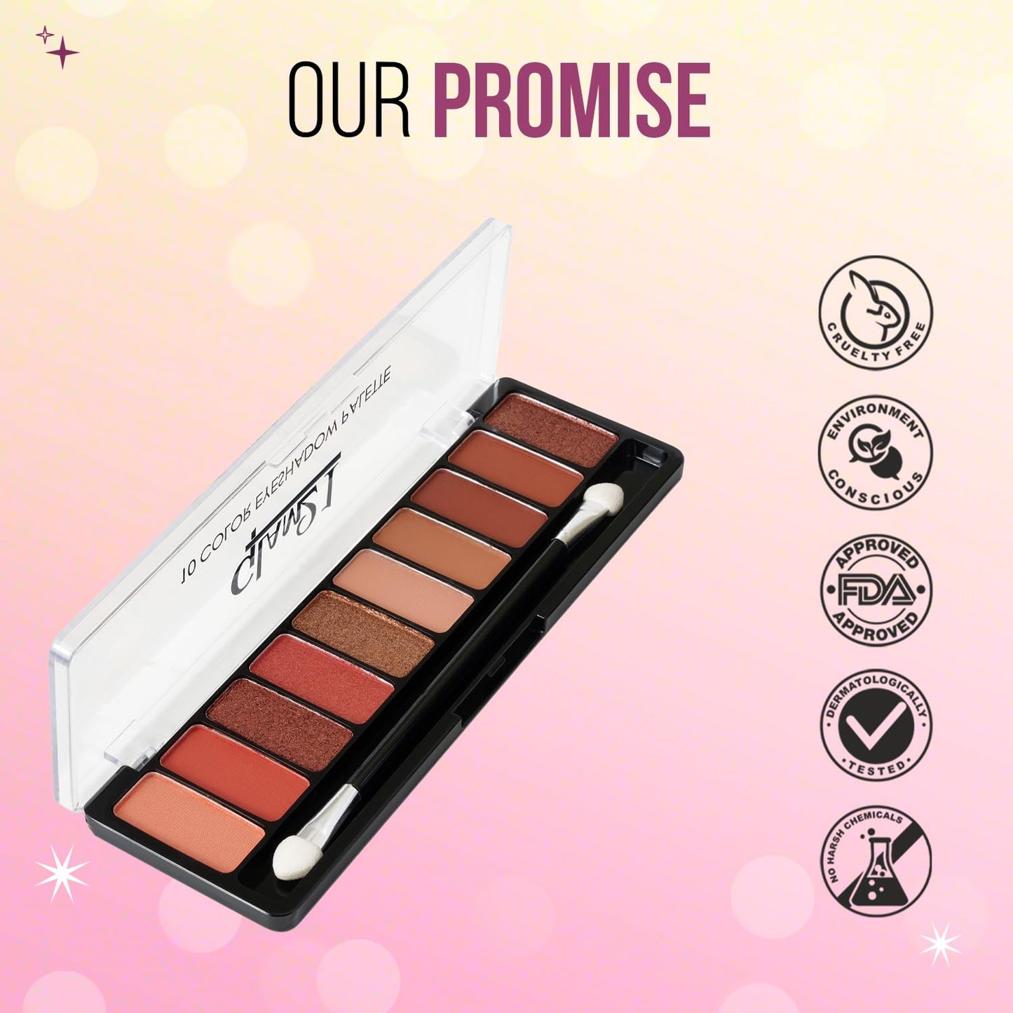 Glam21 Mystique 10 Color Eyeshadow Palette |Long-Lasting | Smudge Free | Long Wearing And Easily Blendable Eye Makeup Palette Matte, Shimmery And Metallic Finish