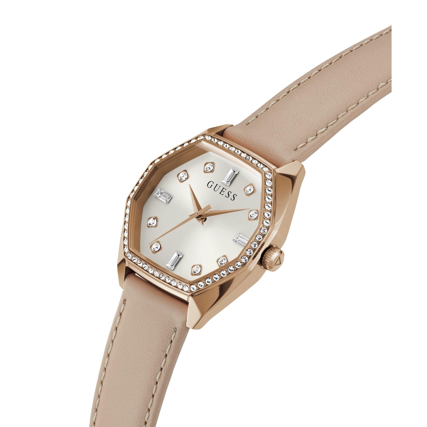 GUESS Leather Women 34 Mm White Dial Analog Watch- Gw0688L3, Band_Pink