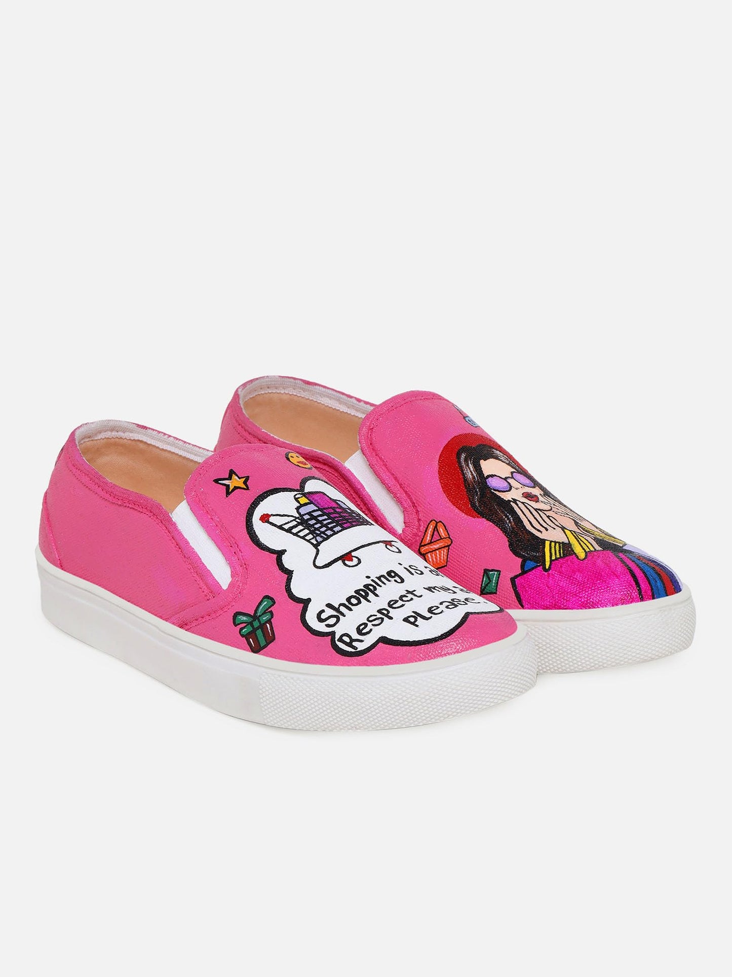 THE QUIRKY NAARI Shopaholic Slipons Stylishly Playful Fit | Pink