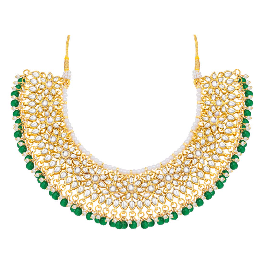 Peora Gold Plated Kundan Choker Necklace Earrings with Maang Tikka Jewellery Set for Women