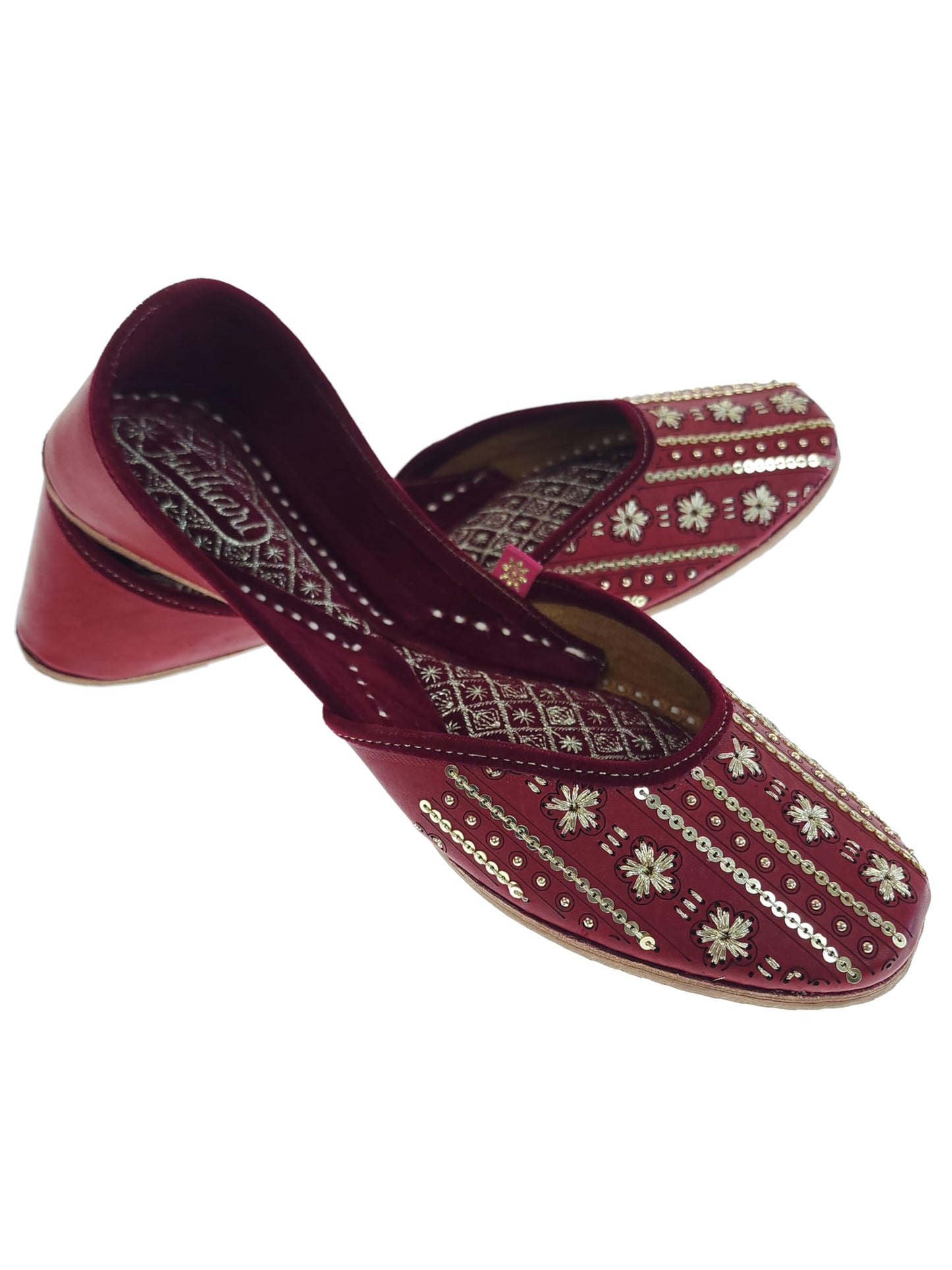 Fulkari Women Twinkle Gold Casual Genuine Soft Leather Jutis | Bite and Pinch Free Juttis | Punjabi Jutti | Girl's Office Flat Ladies Mojari | dailywear Ethnic Juti |