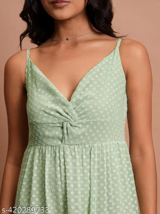 Ketch Women Green Self Design Maxi Dress