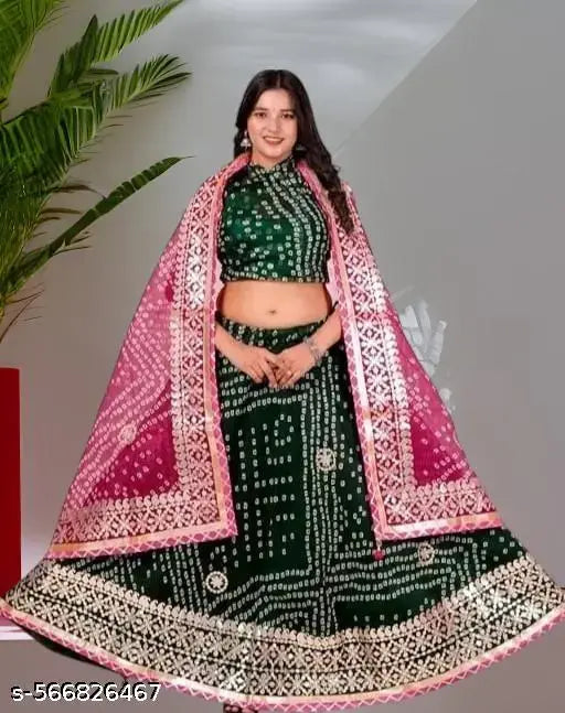 Red Jaipuri Tussar Silk Chniya Choli & Lehenga Choli