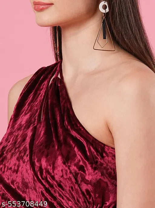 Globus Women One Shoulder With Waist Cut Bodycon Midi Party Dress