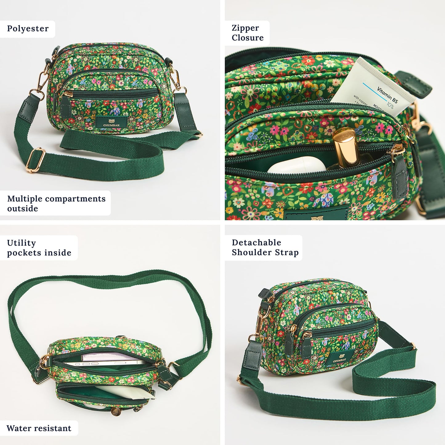 Chumbak Shehar Mini Sling - Bloomscape, Digital Nomad, Phone Sling Bag for Women and Girls, Crossbody Pocket Purse Bag, Adjustable Strap, Mini Makeup Pouch