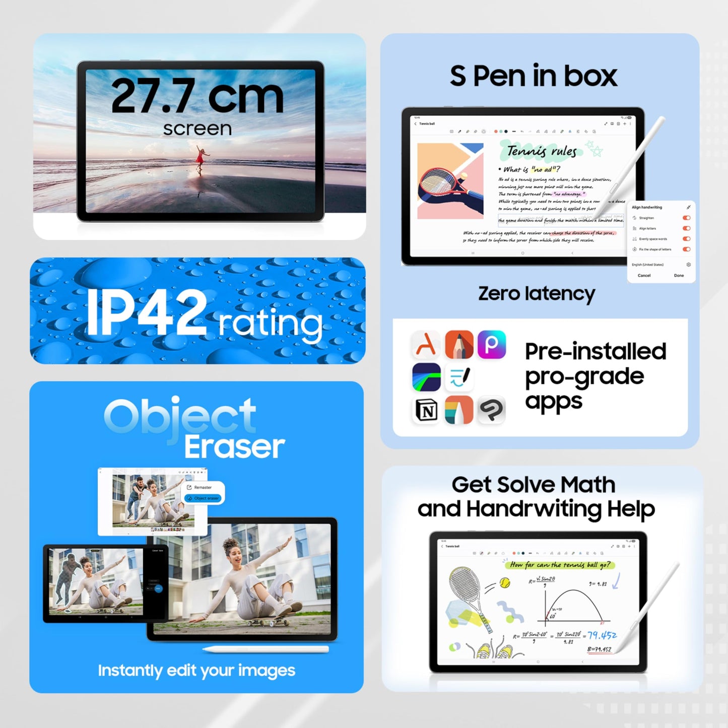 Samsung Galaxy Tab S10 Lite with AI, S Pen in-Box, 27.7 cm (10.9 inch) TFT LCD Display, 8 GB RAM, 256 GB Storage, Wi-Fi + 5G Tablet, Gray