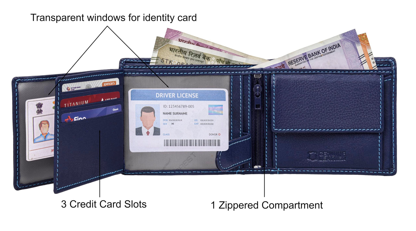 URBAN FOREST Bennette Blue Leather Wallet for Men