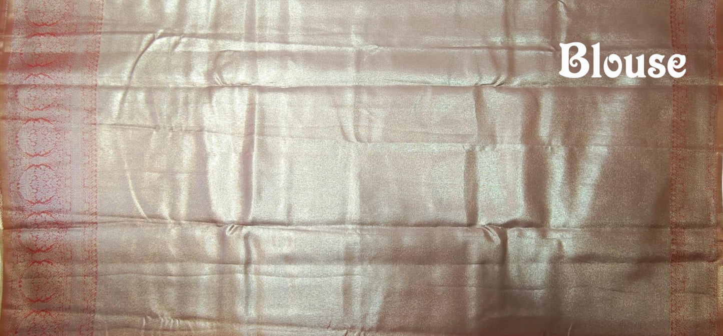 VFCollections Women's Kanchipuram Silk Pure Pattu Sarees – Peacock Border with Blouse (VFC694-4)