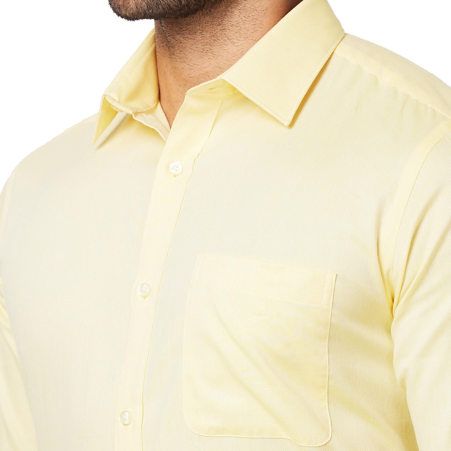 Raymond Men's Slim Fit Pure Cotton Structure Pattern Semi Cutaway Collar Full Sleeve Formal Shirt (Size: 42)-RMSX12952-Y3 Medium Yellow