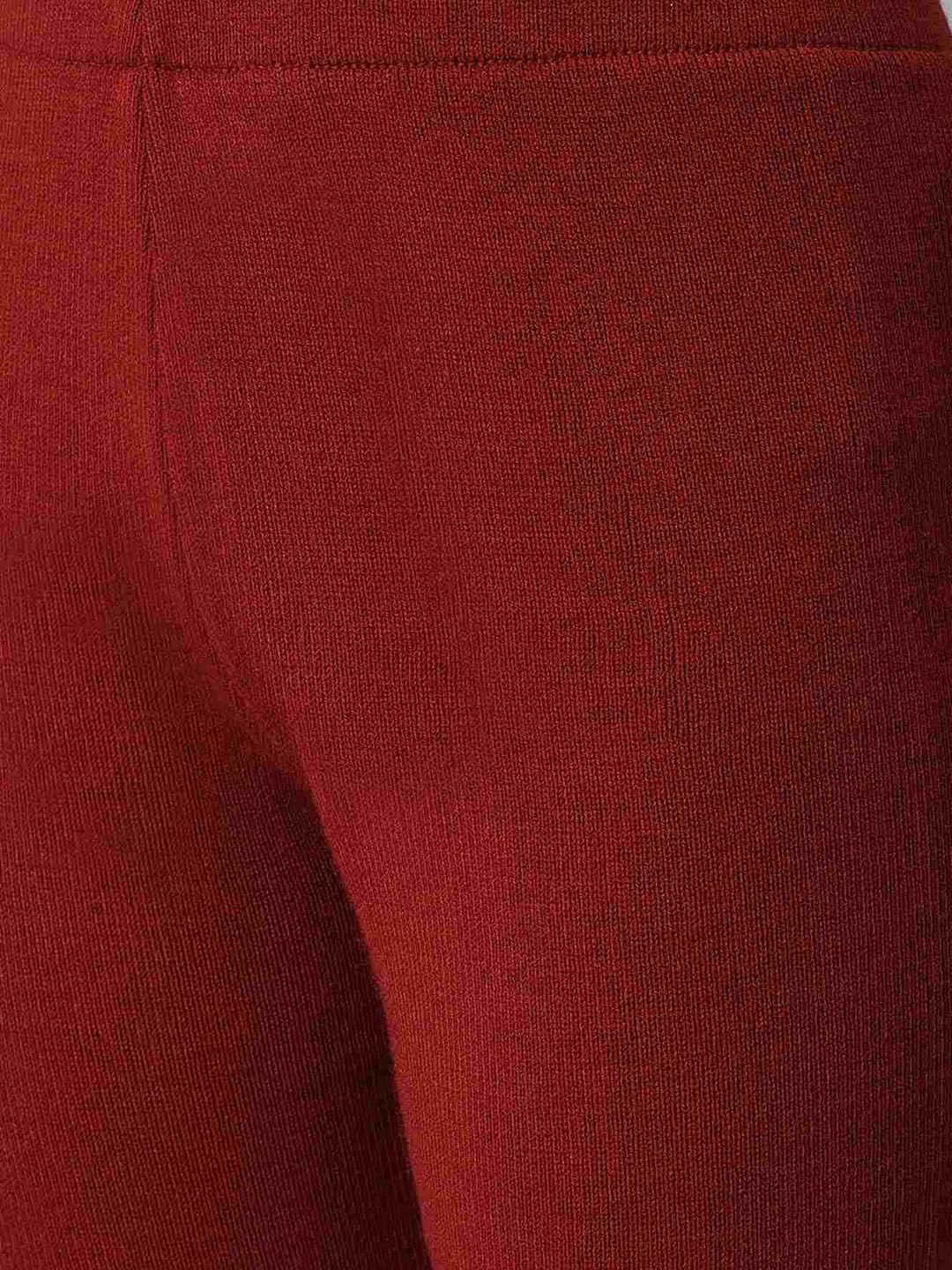 W for Woman Red Winter Knitted Leggings (Size: L)-24NOW62081-217480