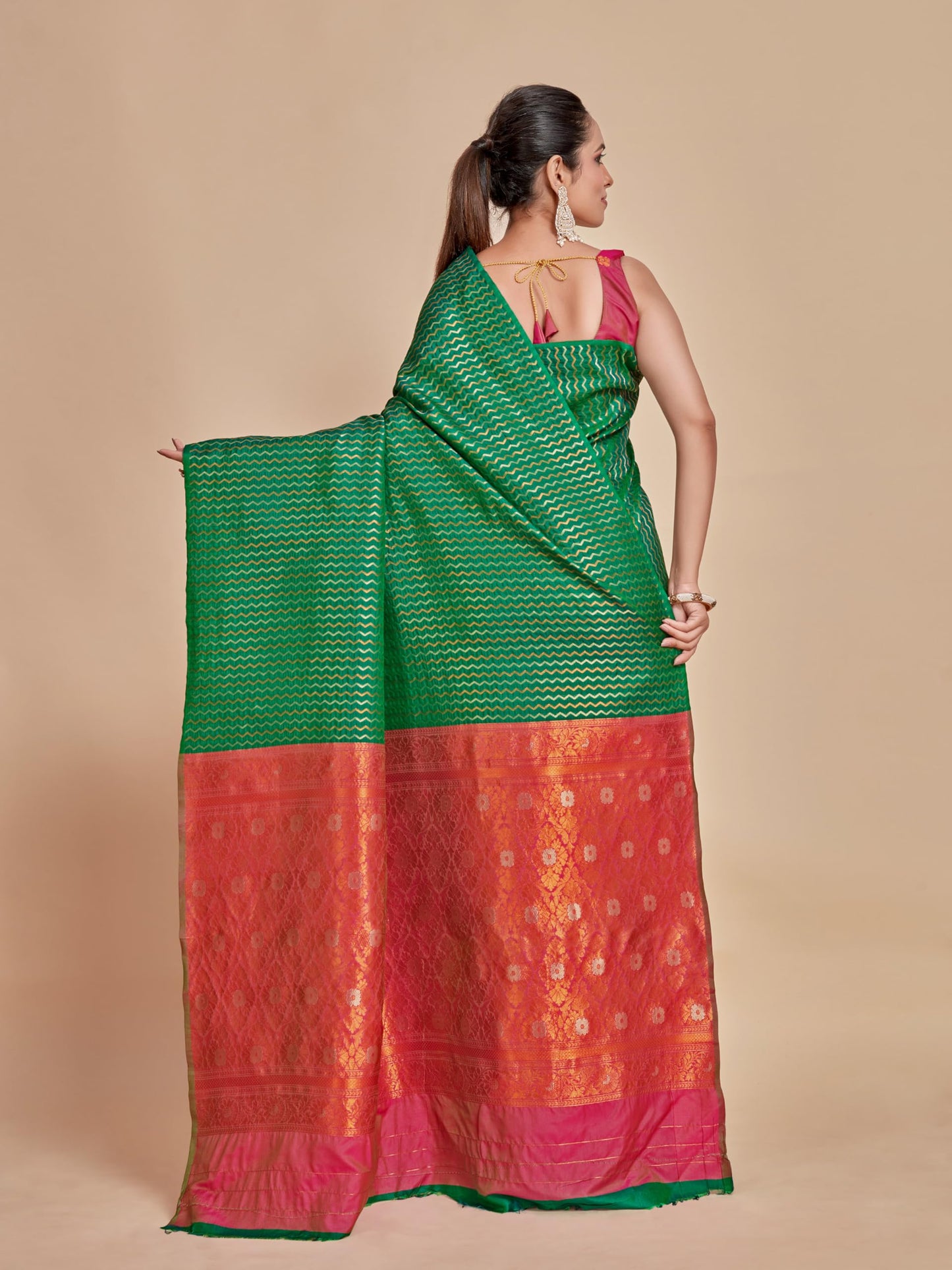 MIMOSA Women's Woven Design Kanjivaram Style Art Silk Saree With Blouse Piece : Sa00001375Bgfree, Green