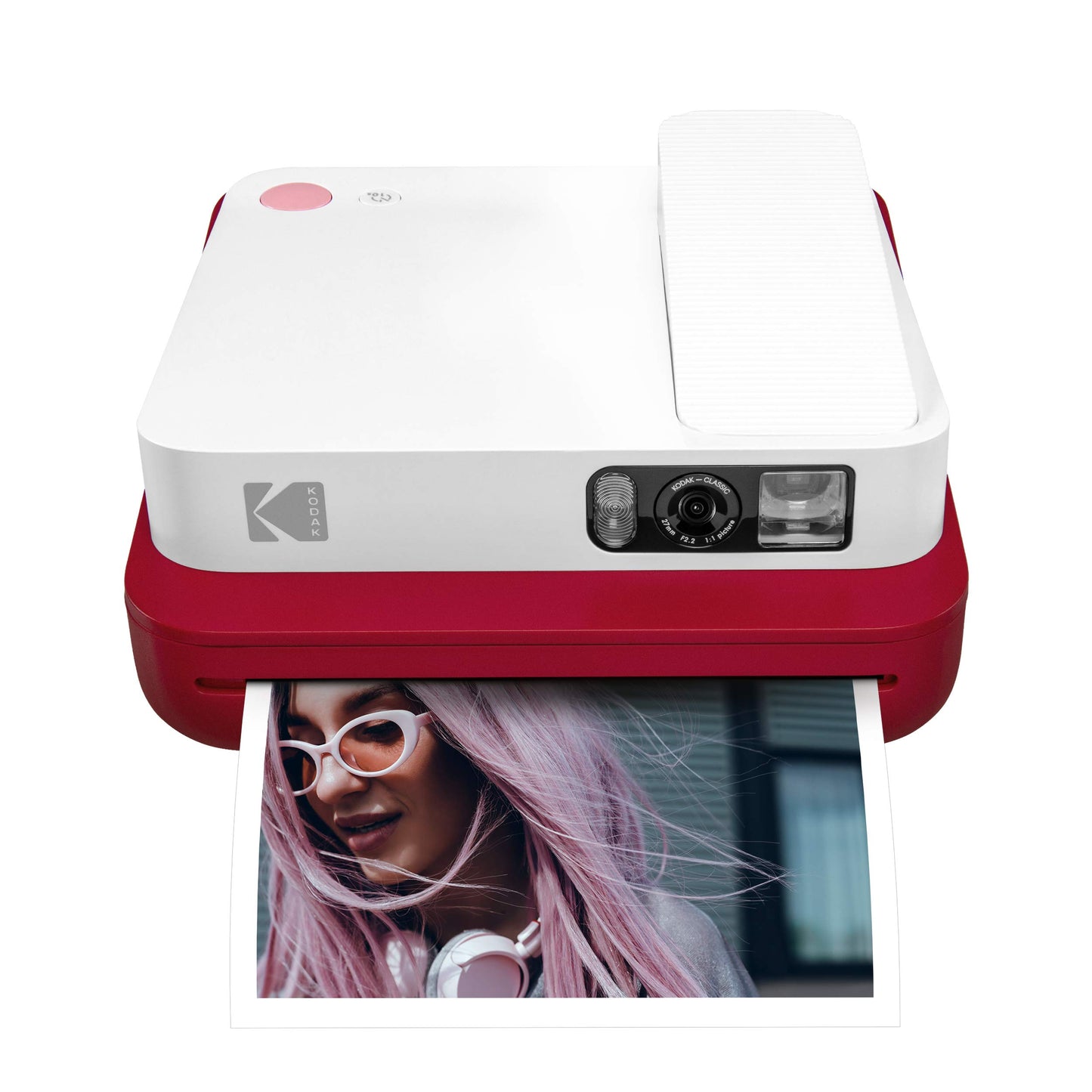 KODAK Smile Classic Digital Instant Camera with Bluetooth (Red) w/ 10 Pack of 3.5x4.25 inch Premium Zink Print Photo Paper.