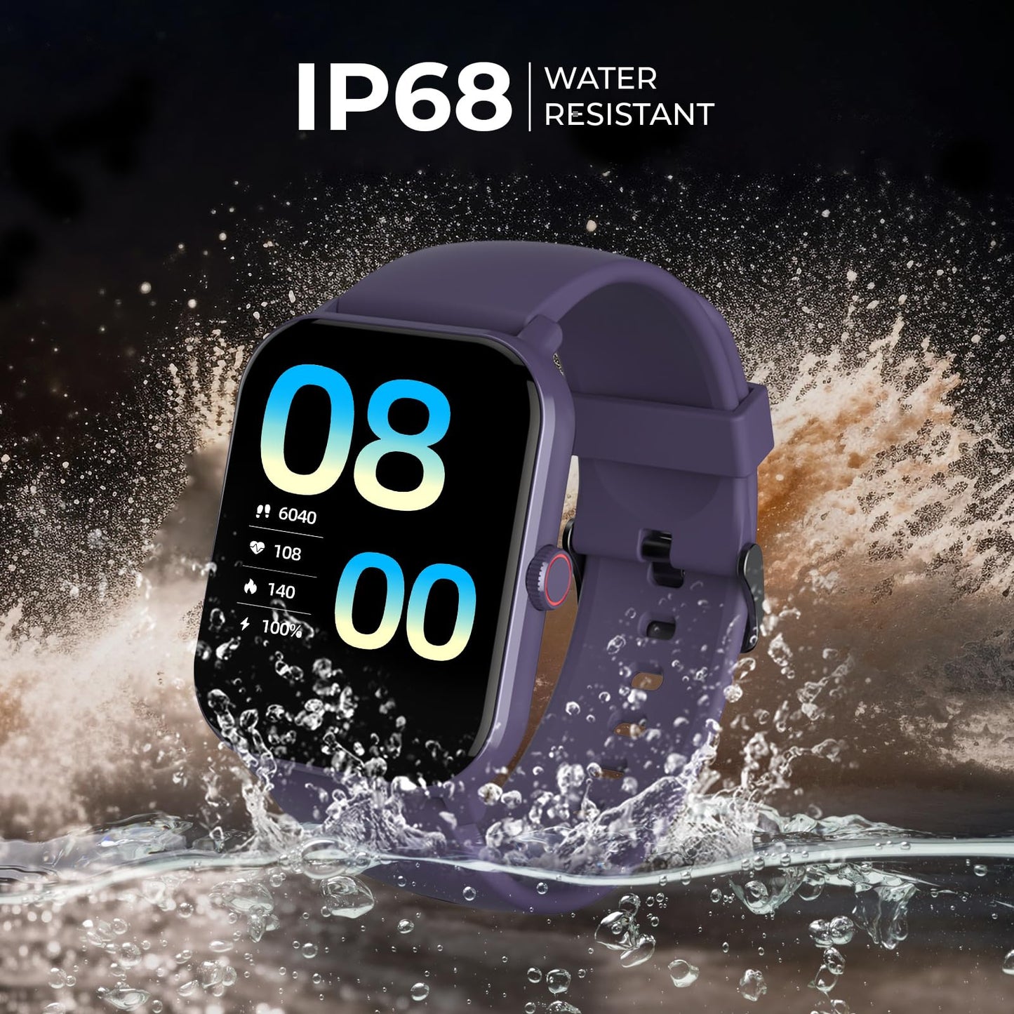 beatXP Marv Neo Smart Watch with 1.85” Ultra HD Display, Bluetooth Calling, 240 * 280px, AI Voice Assistant, 100+ Sports Modes, Heart Rate Monitoring, SpO2, IP68, Fast Charging (Purple)