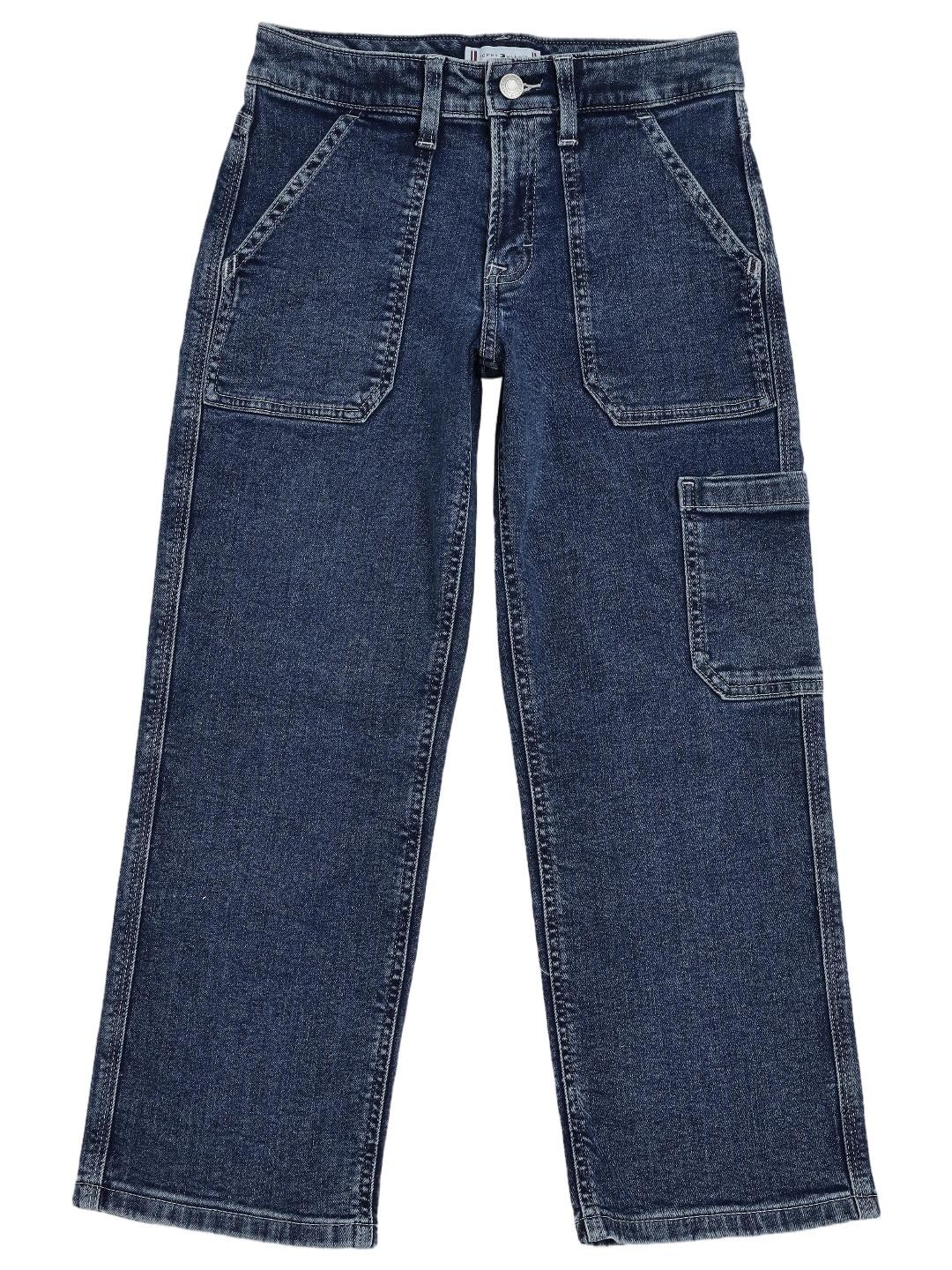Tommy Hilfiger Girls Wide Fit High Rise Jeans Blue