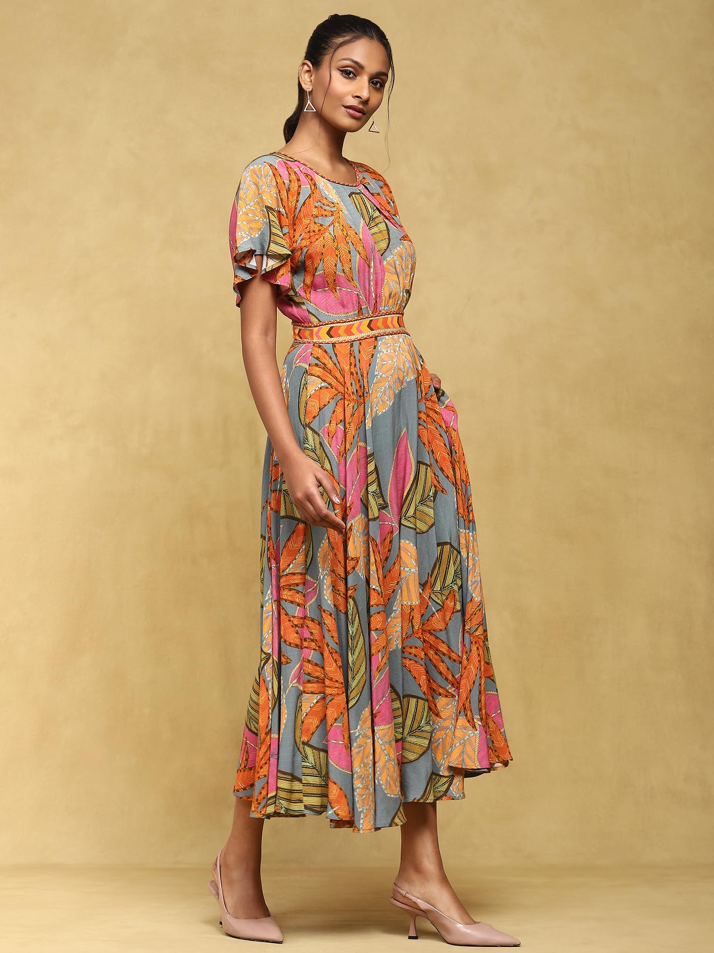 Ritu Kumar Teal Printed Long Dress