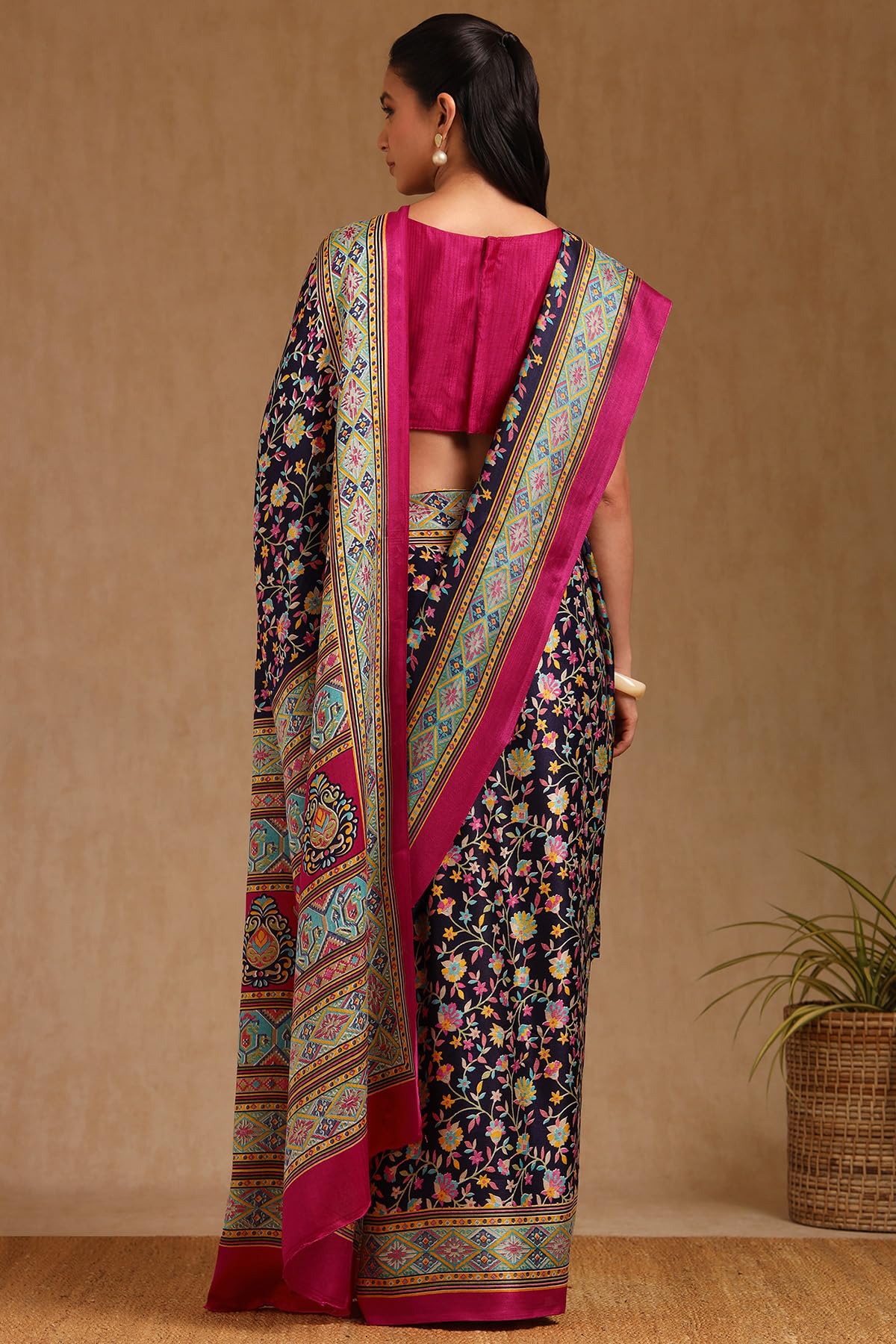 Soch Womens Multicolour Pashmina Floral Print Saree