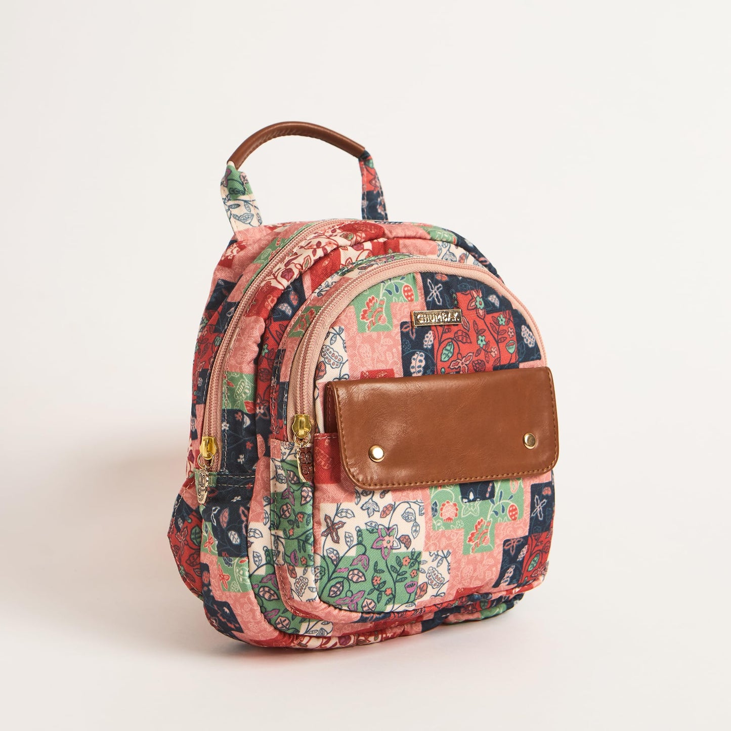 Chumbak Raasta Mini Backpack - Batik Patch Print, Digital Nomad, Stylish Small Bag Crossbody Handbag Bags for Women and Girls, Mobile Phone Bag, Ladies Purse
