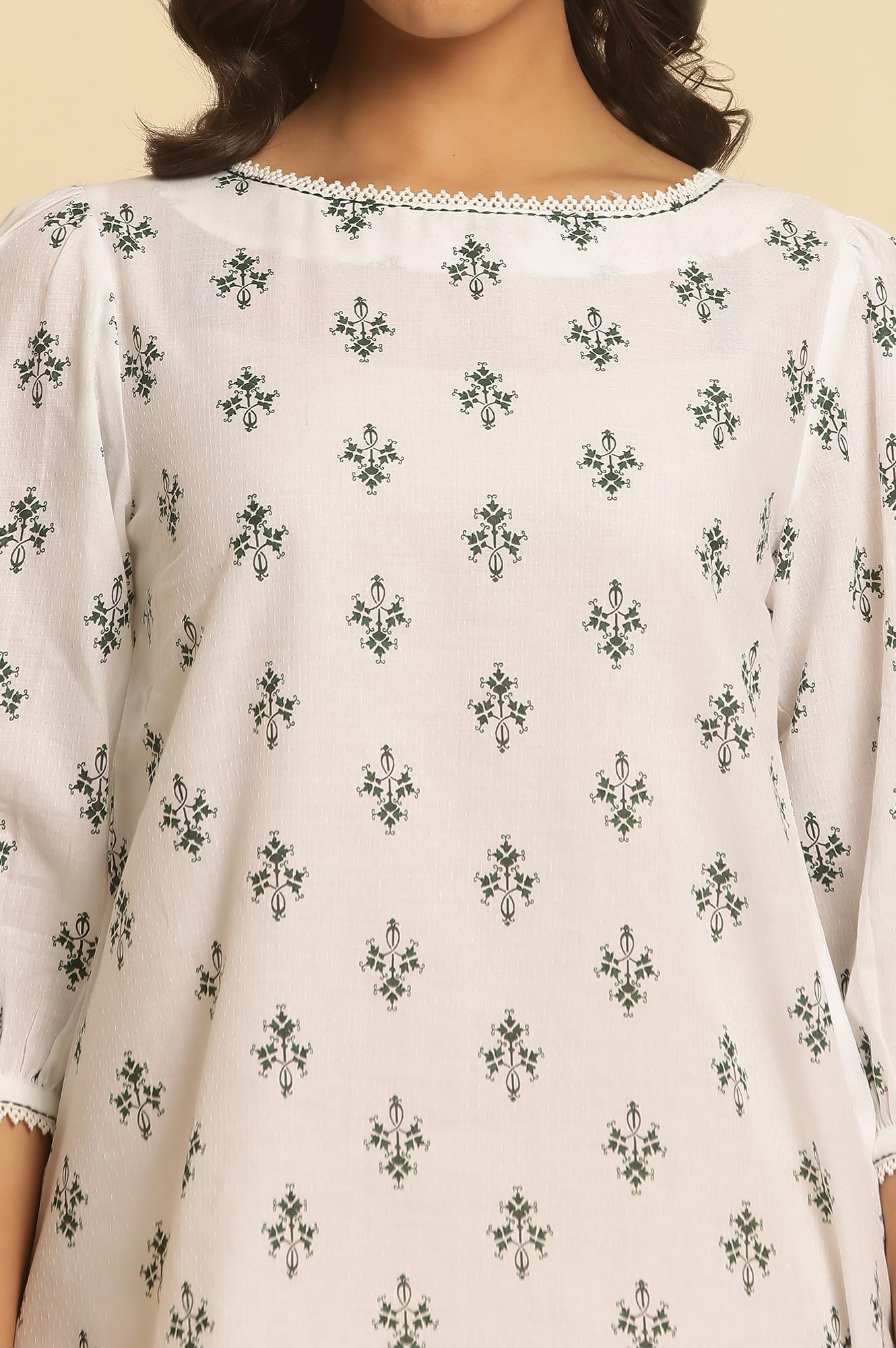 W Women White Floral Print Cotton Top_24FEW30798-123031_L